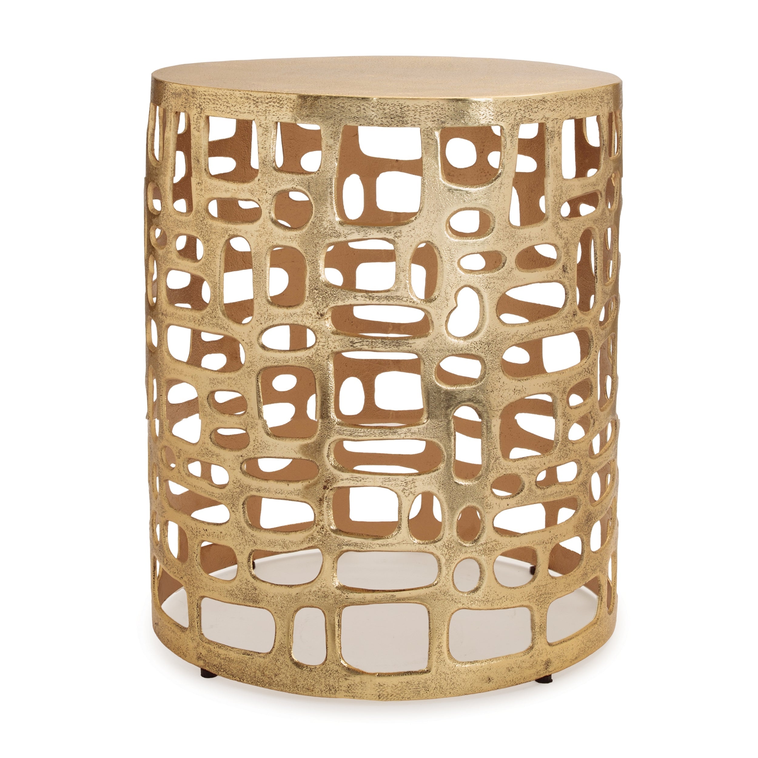 Round Abstract Cut Out Metal Accent Table