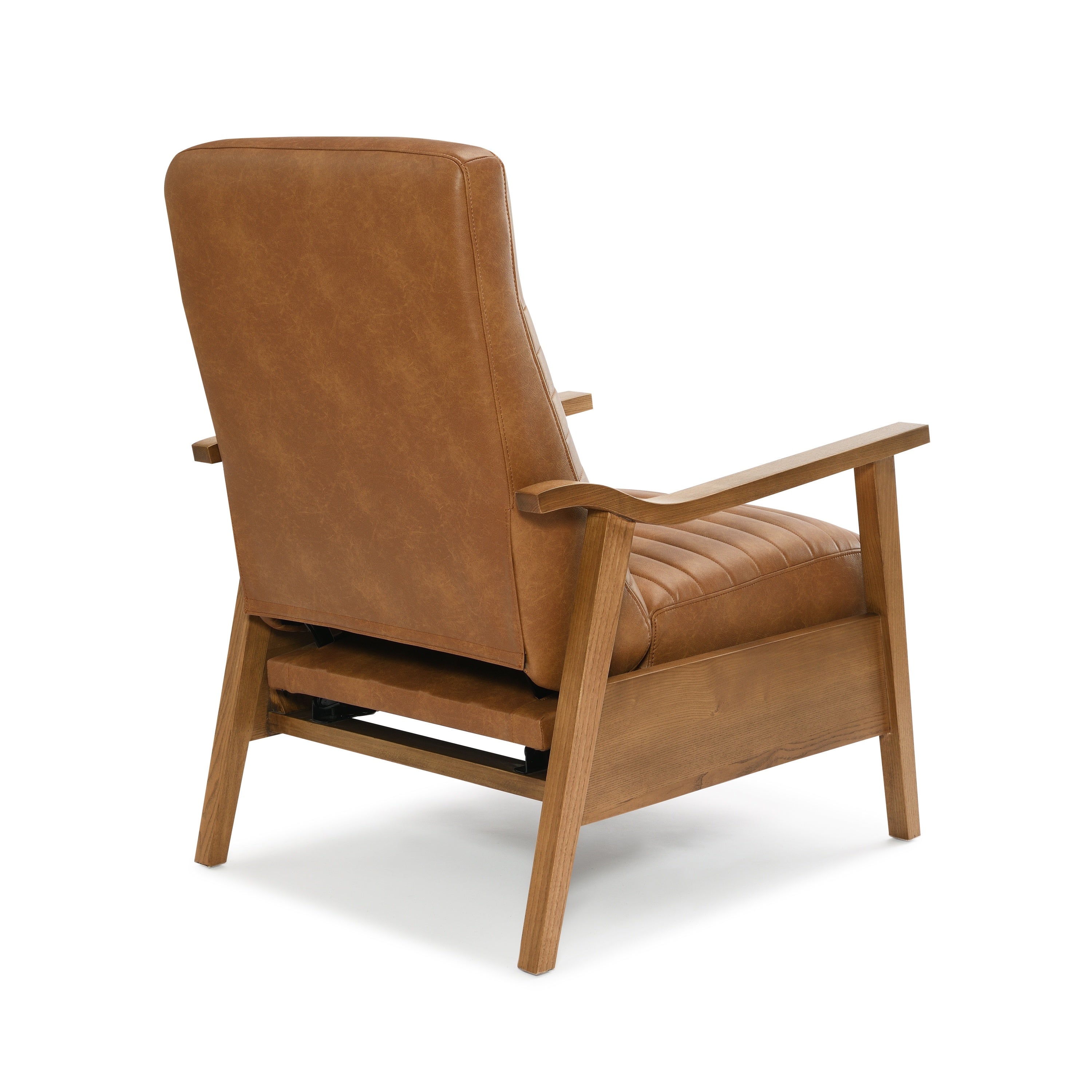 Asher Faux Leather & Wood Arm Push Back Recliner