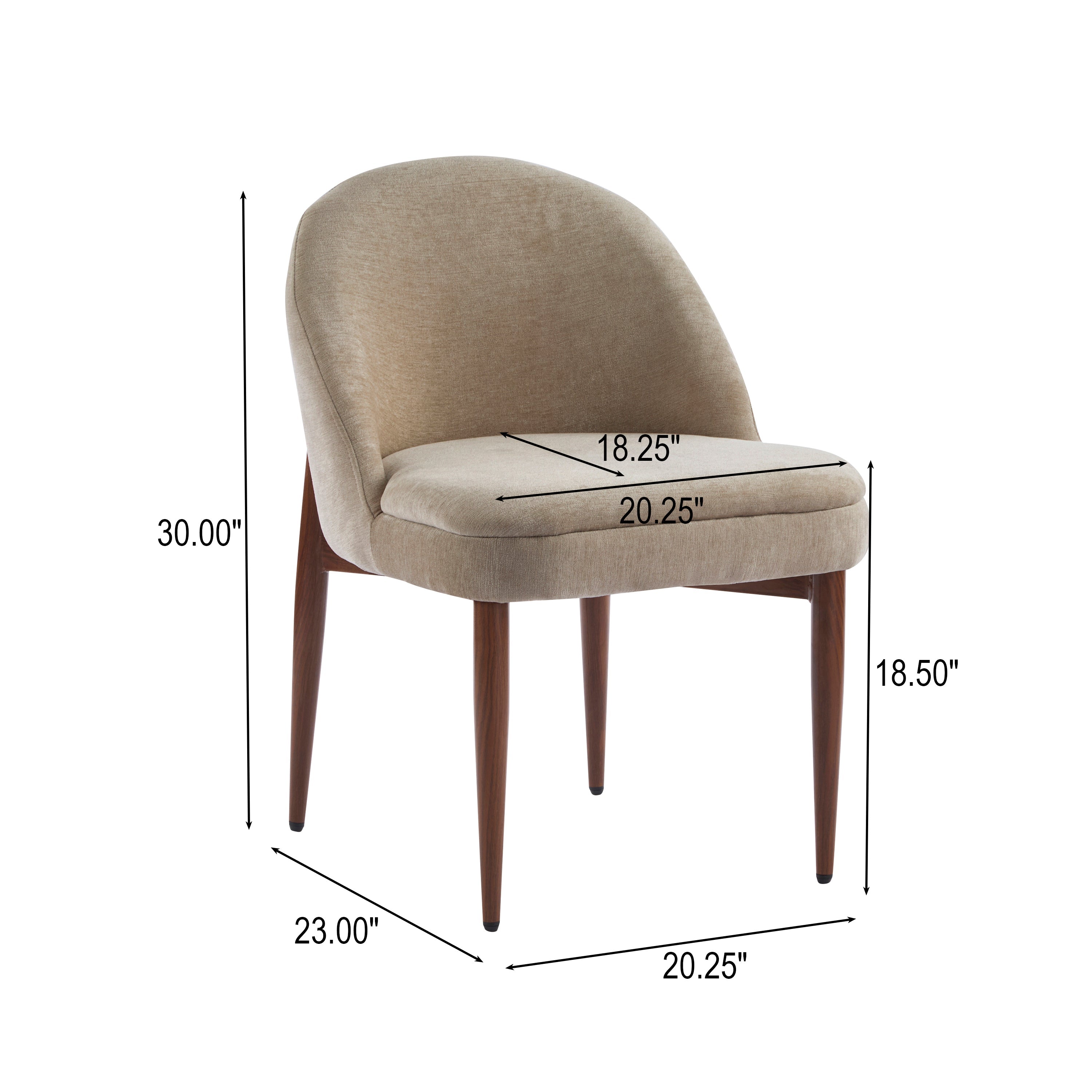 Mid-Century Modern Fabric Upholstered Dining Chair, Set of 2