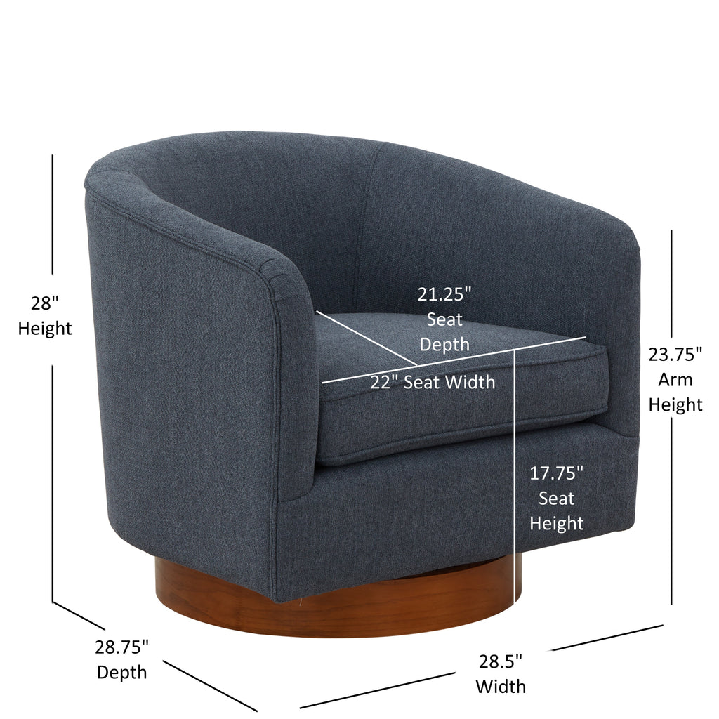 Miramar Wood Base Swivel Club Accent Chair