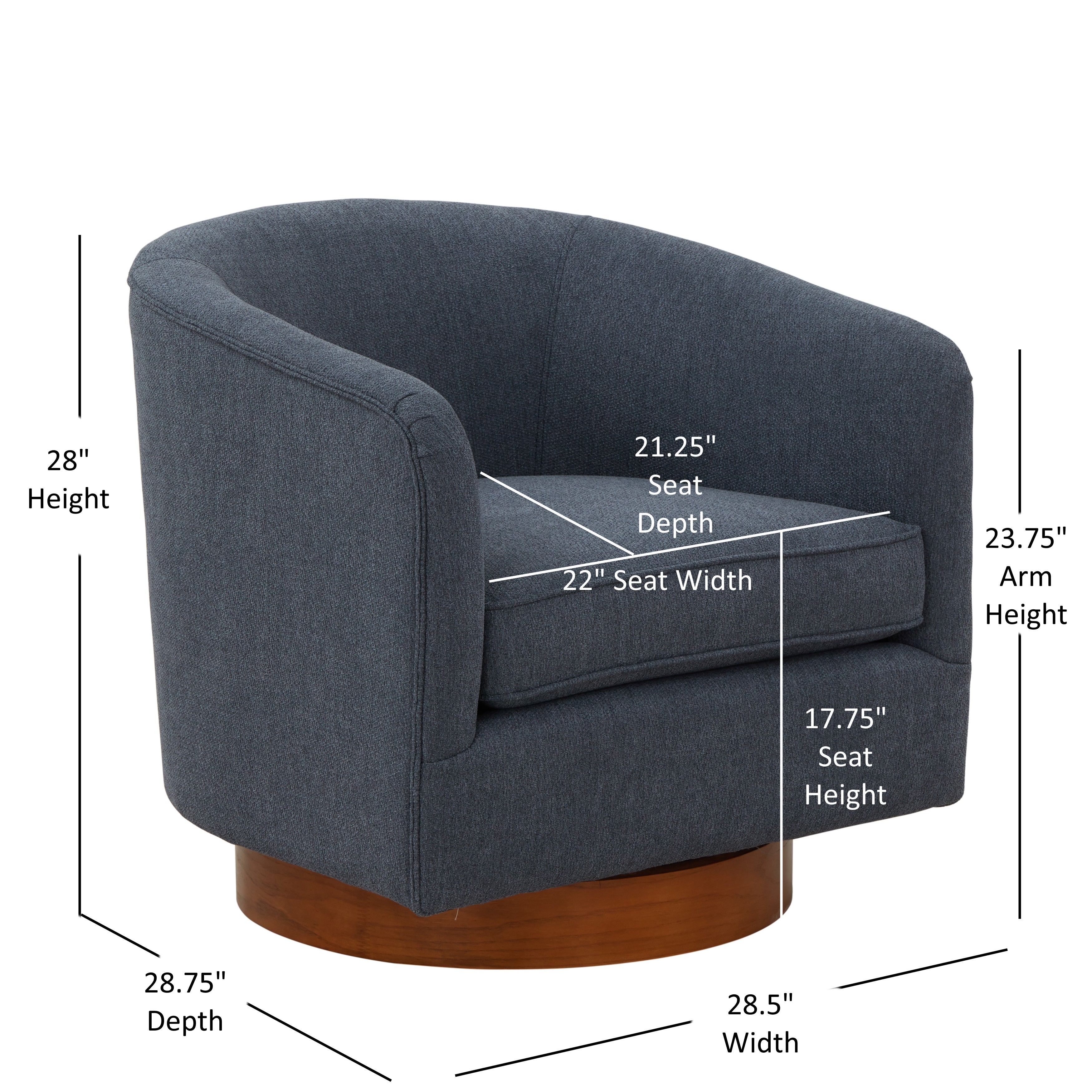 Miramar Wood Base Swivel Club Accent Chair
