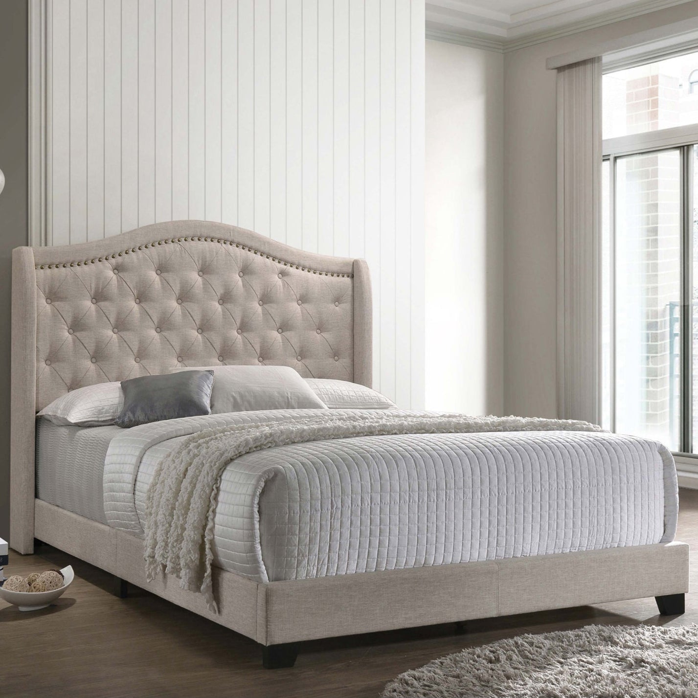 Upholstered Wingback Bed