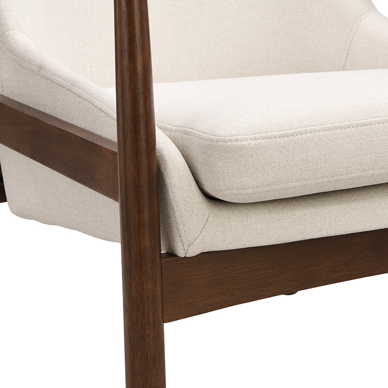 Faux Leather Mid-Century Modern Armchair with Solid Wood Frame