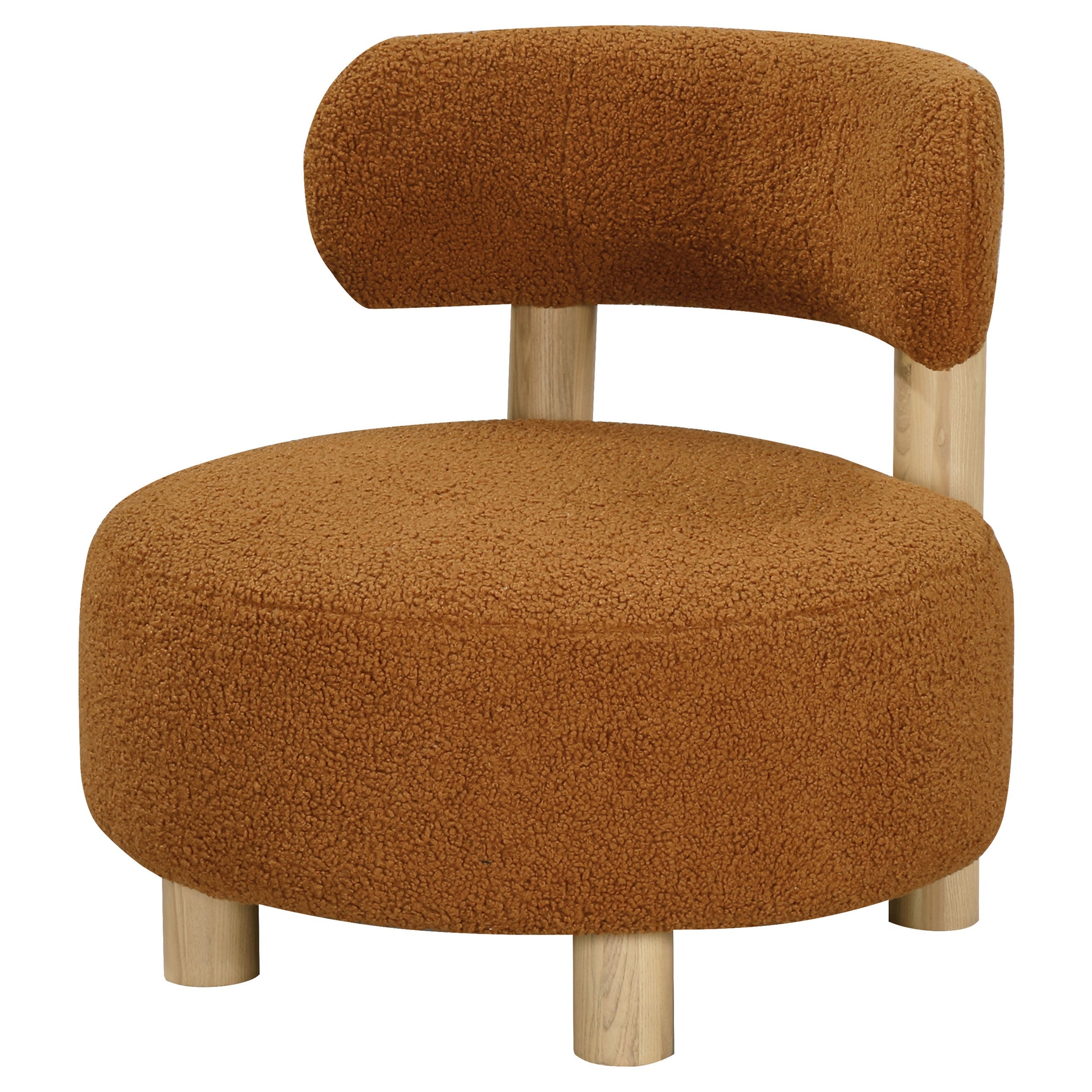 Modern Boucle Upholstered Barrel Back Accent Chair