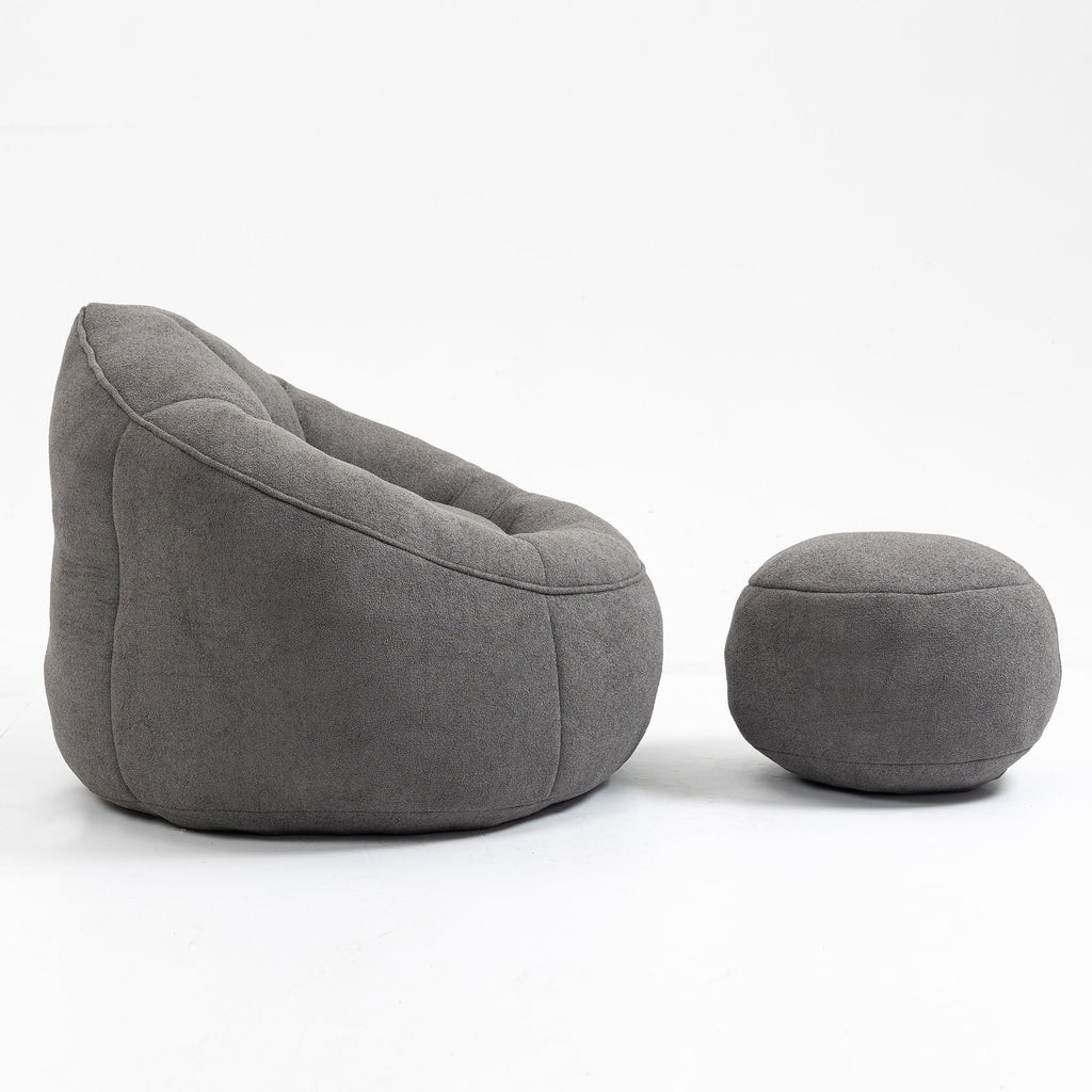 Bean Bag Sofa Chair with High-Pressure Foam and Footrest