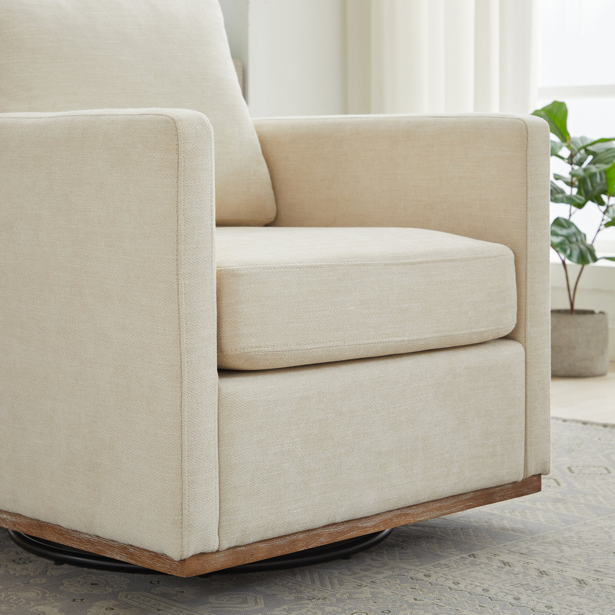 Modern Square Upholstered Swivel Accent Chair