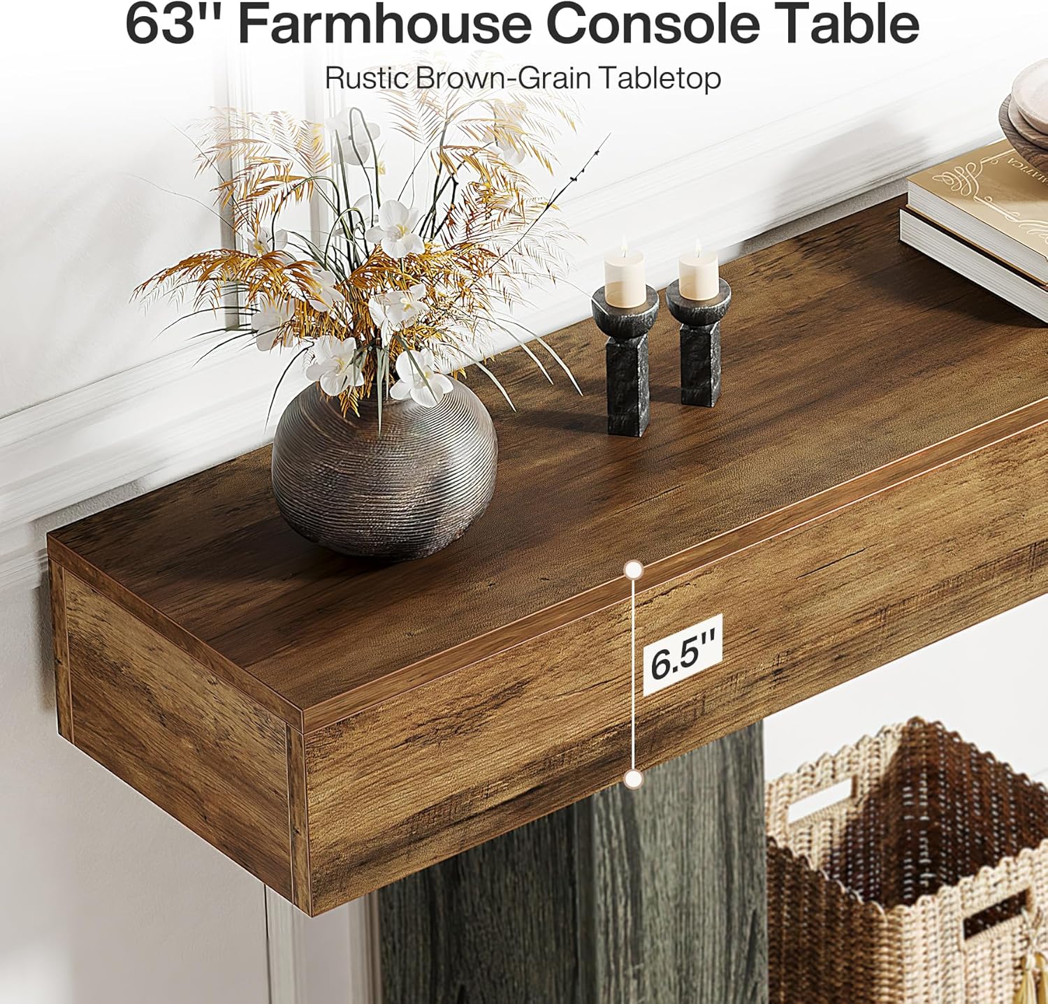 Pinehurst Farmhouse 2-Tier Entryway Table with U-Shaped Base
