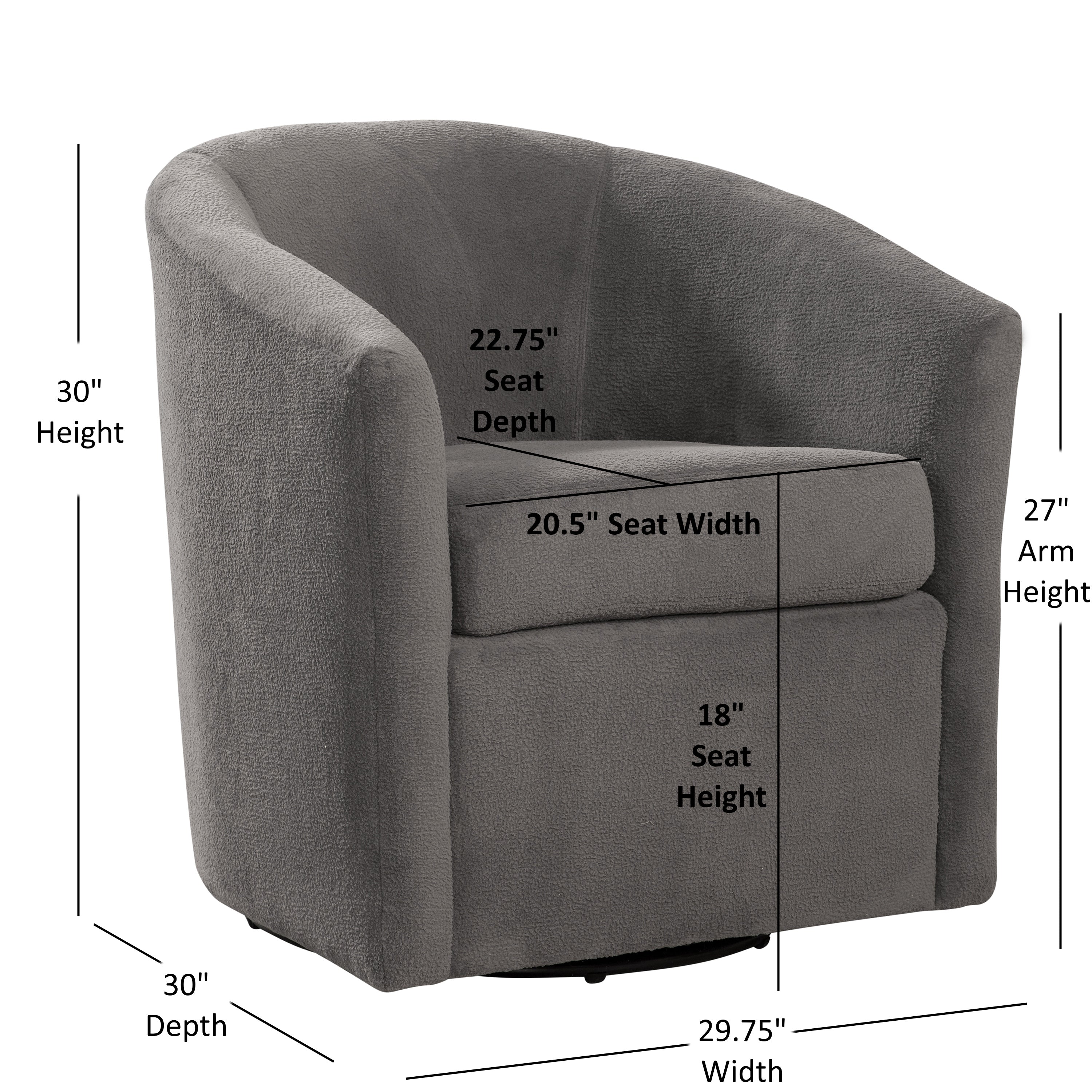 Oaklynn Barrel Style Swivel Accent Chair with Performance Fabric