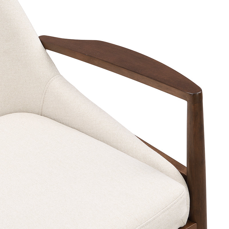 Faux Leather Mid-Century Modern Armchair with Solid Wood Frame