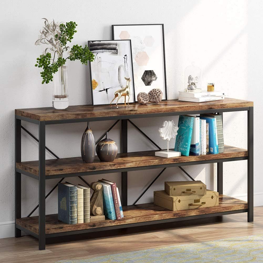 Granton Industrial 3-Tier Console Table with Storage Shelves