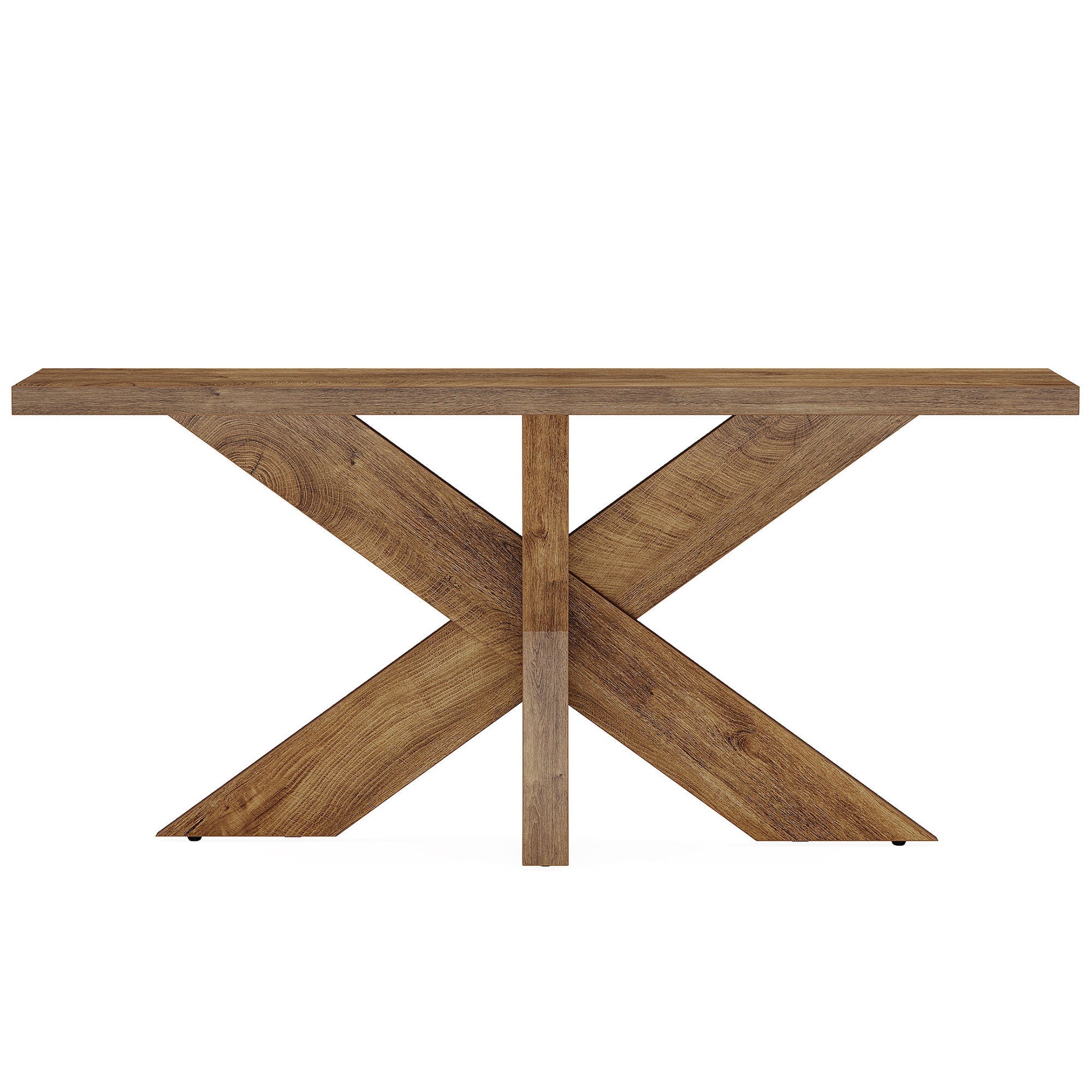 Bridgemont Farmhouse Console Table with Geometric Wooden Base