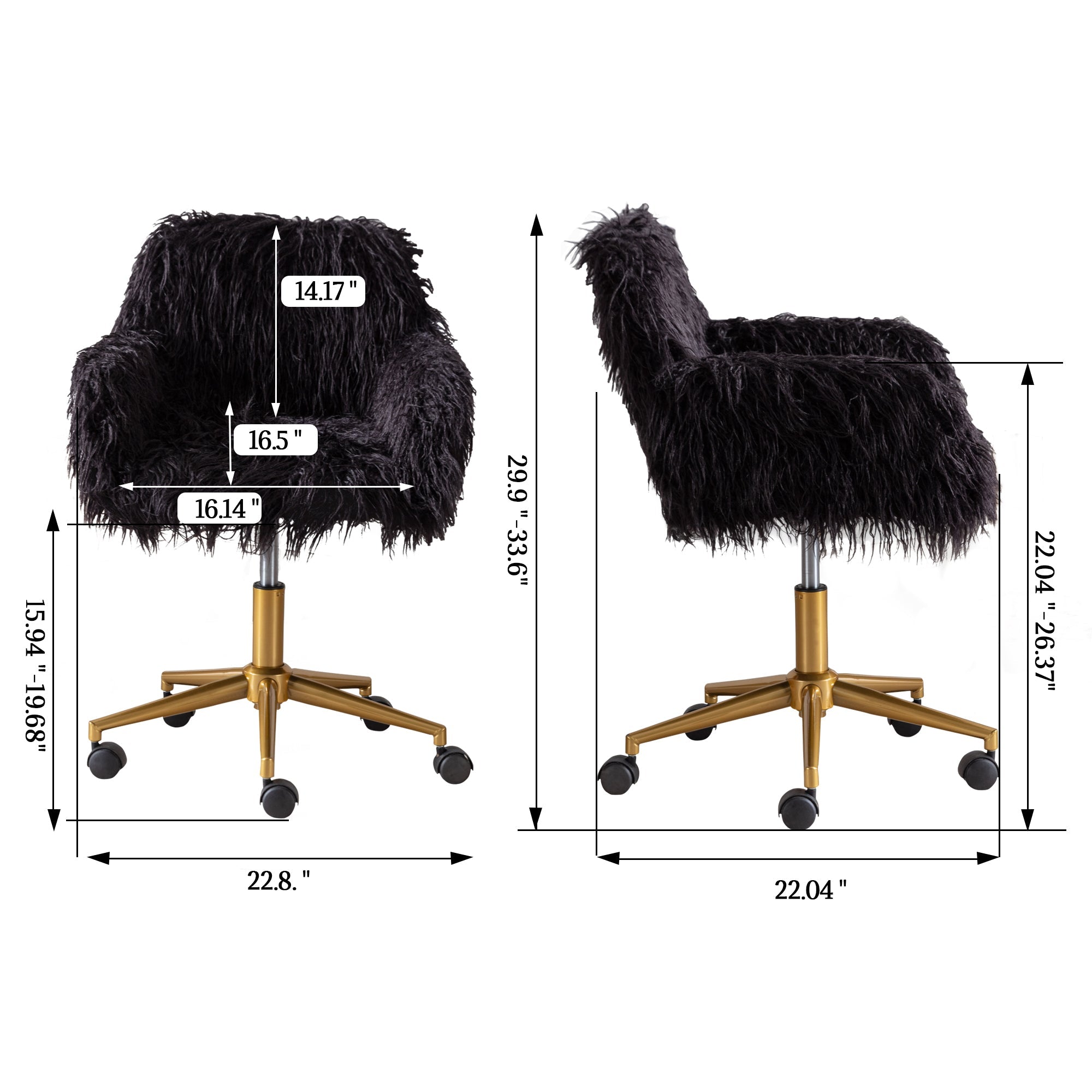 Faux Fur Office Chair with Gold Base
