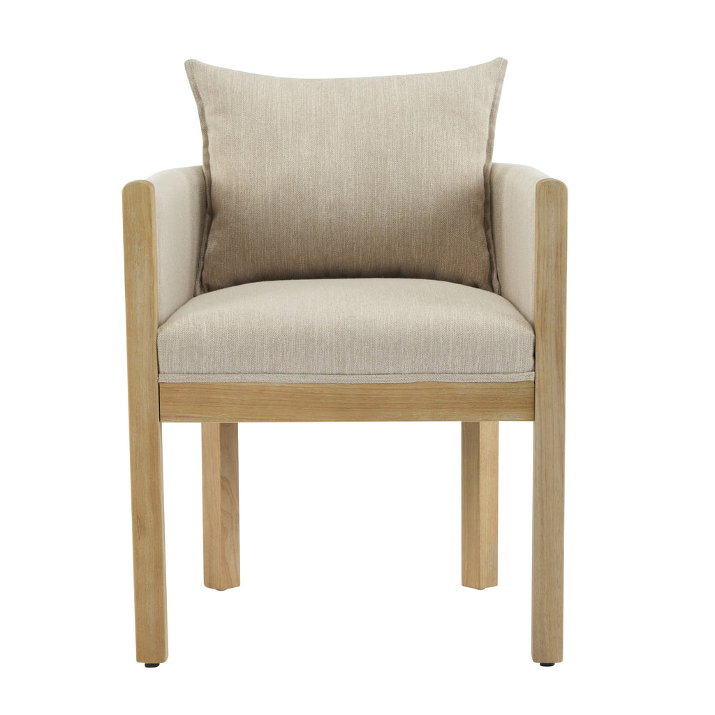Ainsford Linen Upholstered Armchair with Natural Rubber Wood Legs, Set of 2