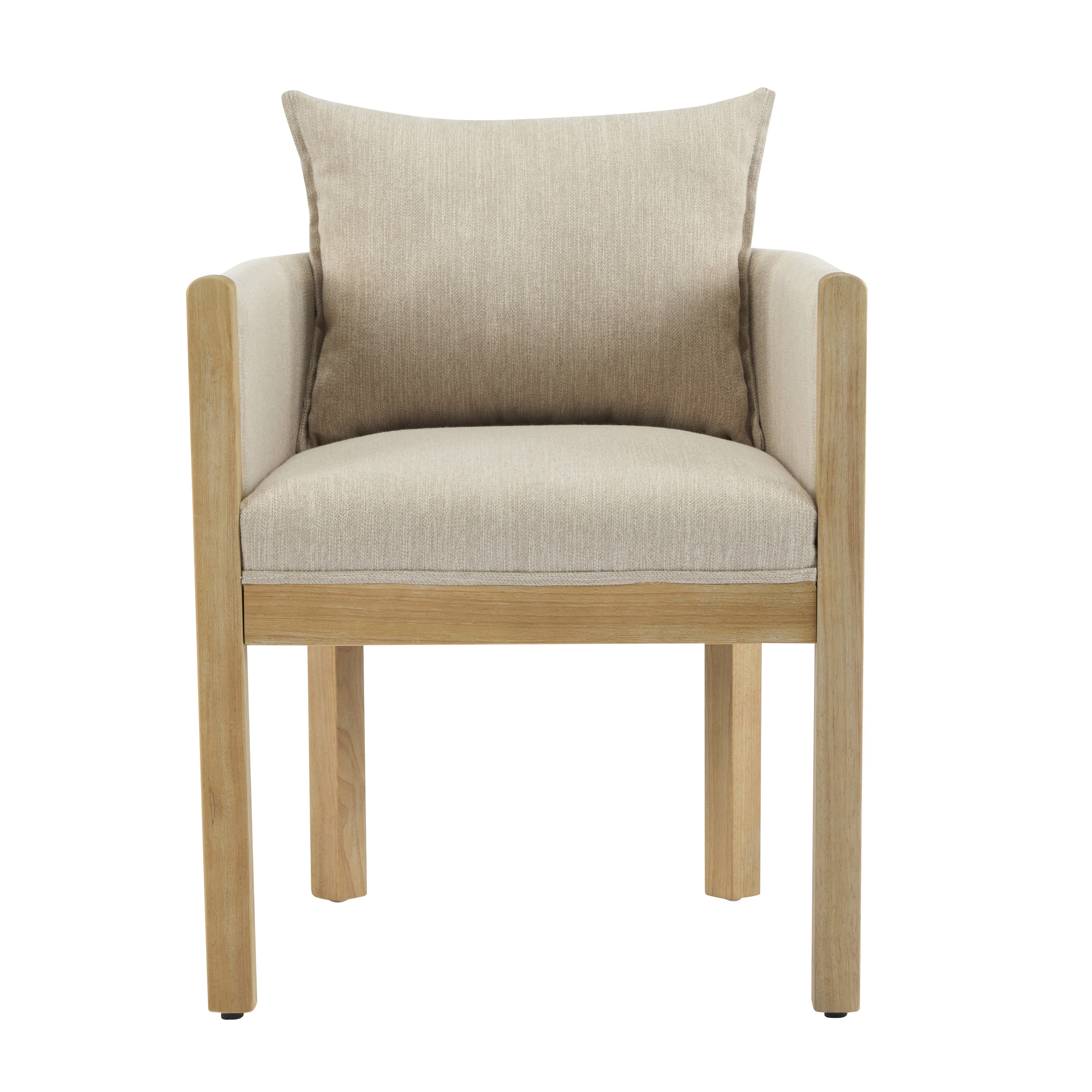 Ainsford Linen Upholstered Armchair with Natural Rubber Wood Legs, Set of 2