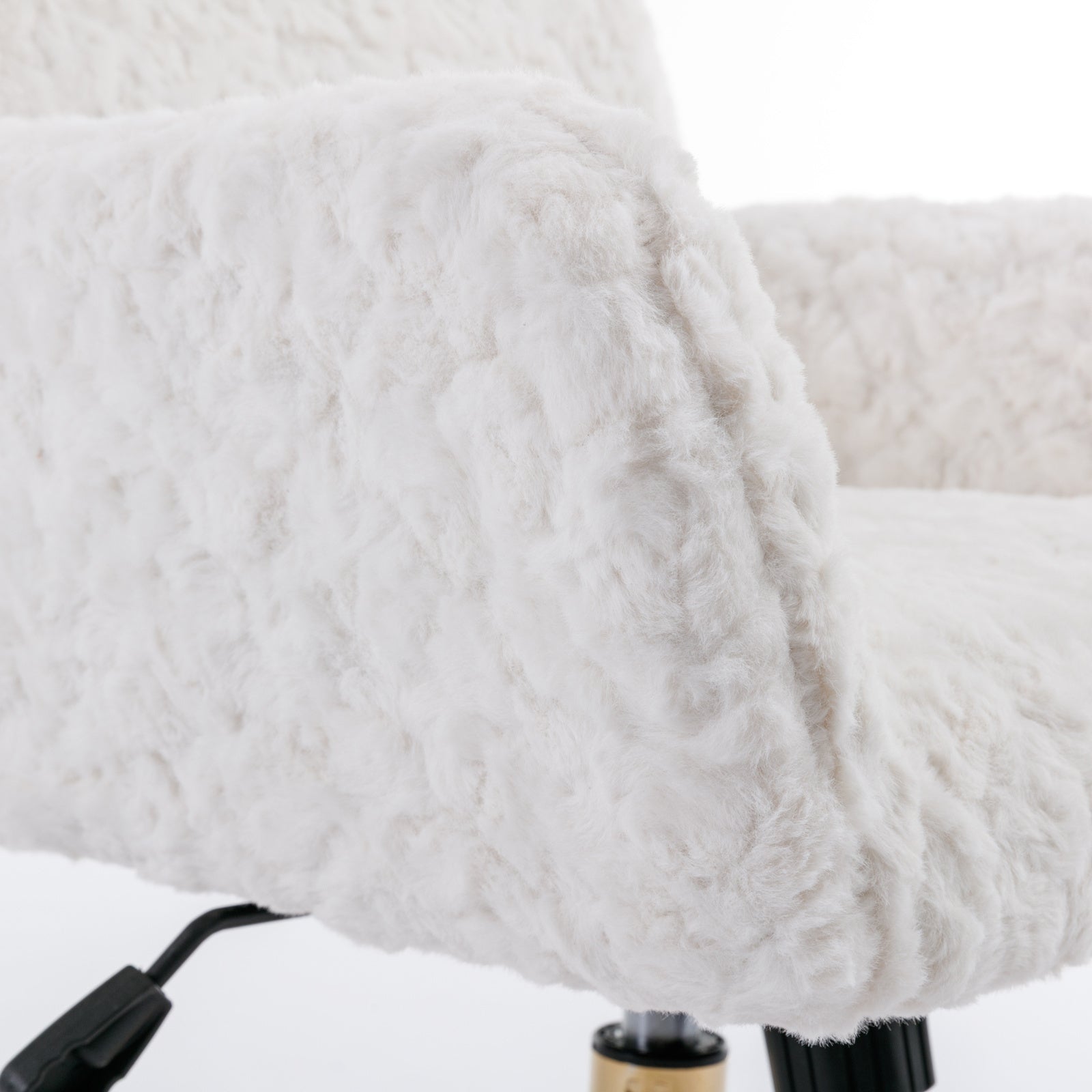Faux Rabbit Hair Office Chair with Golden Metal Base, Adjustable Swivel