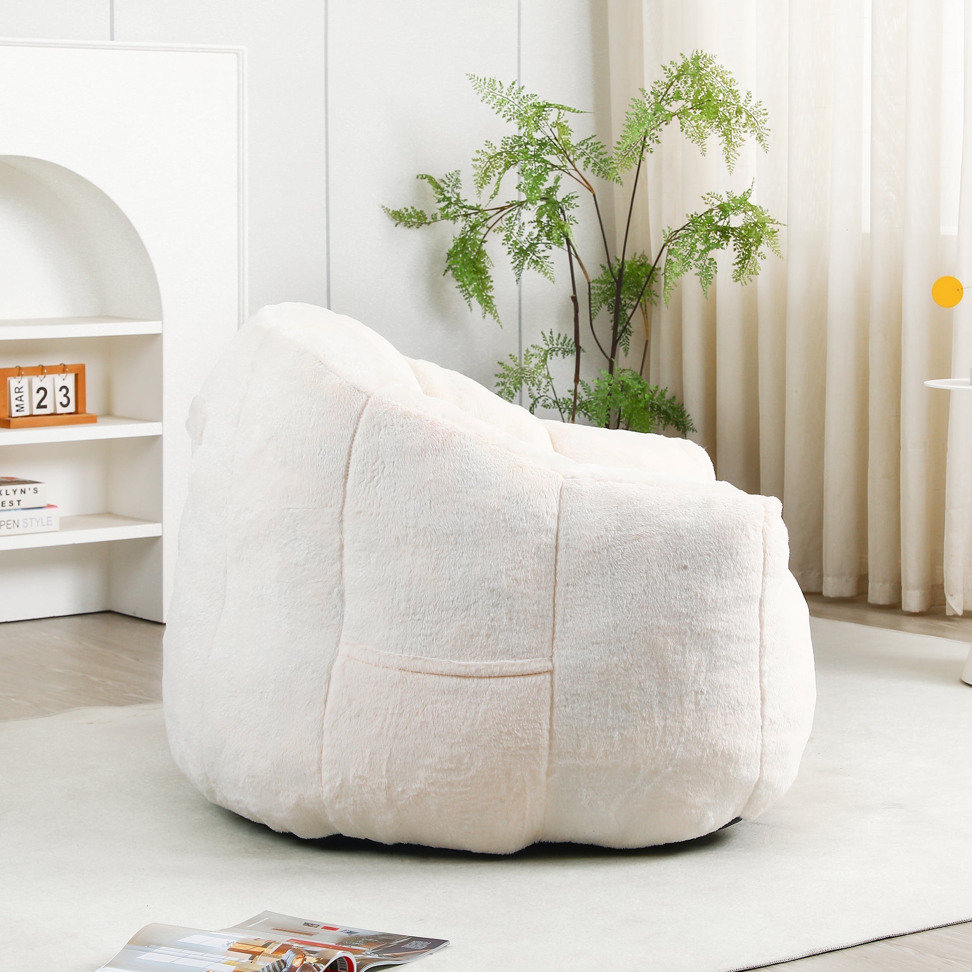 Beanbag Sofa Chair with Armrests Stuffed with High-Density Foam