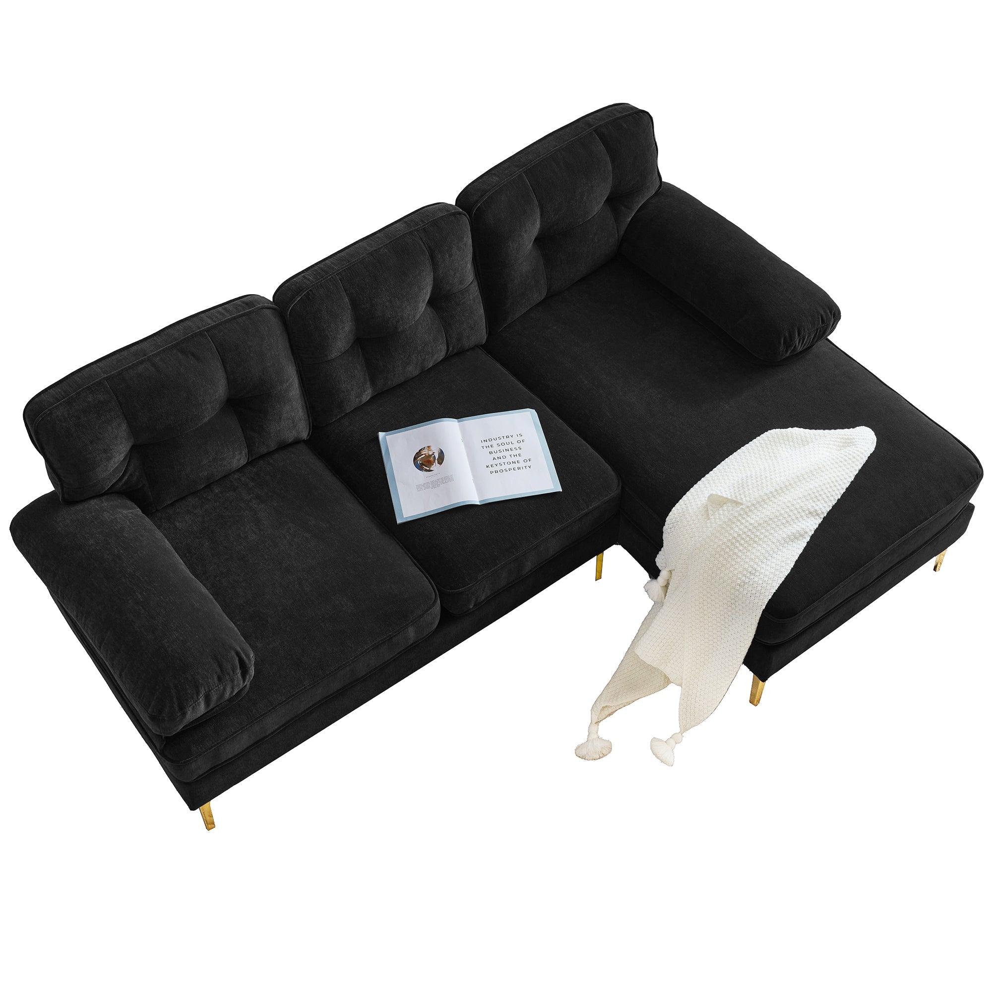 Modern Tufted Velvet L-Shape Sofa
