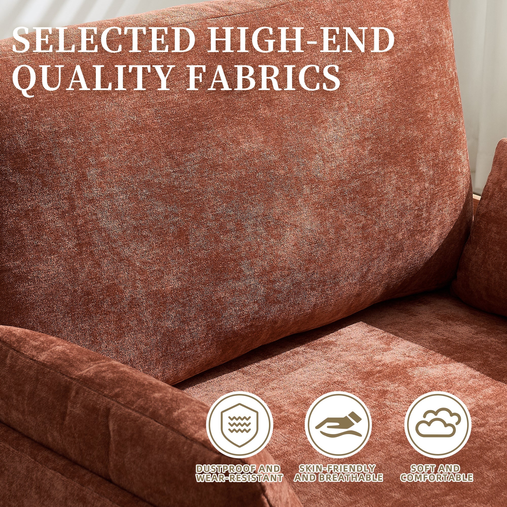 Mid-Century Modern Chenille Foldable Sofa Bed Recliner