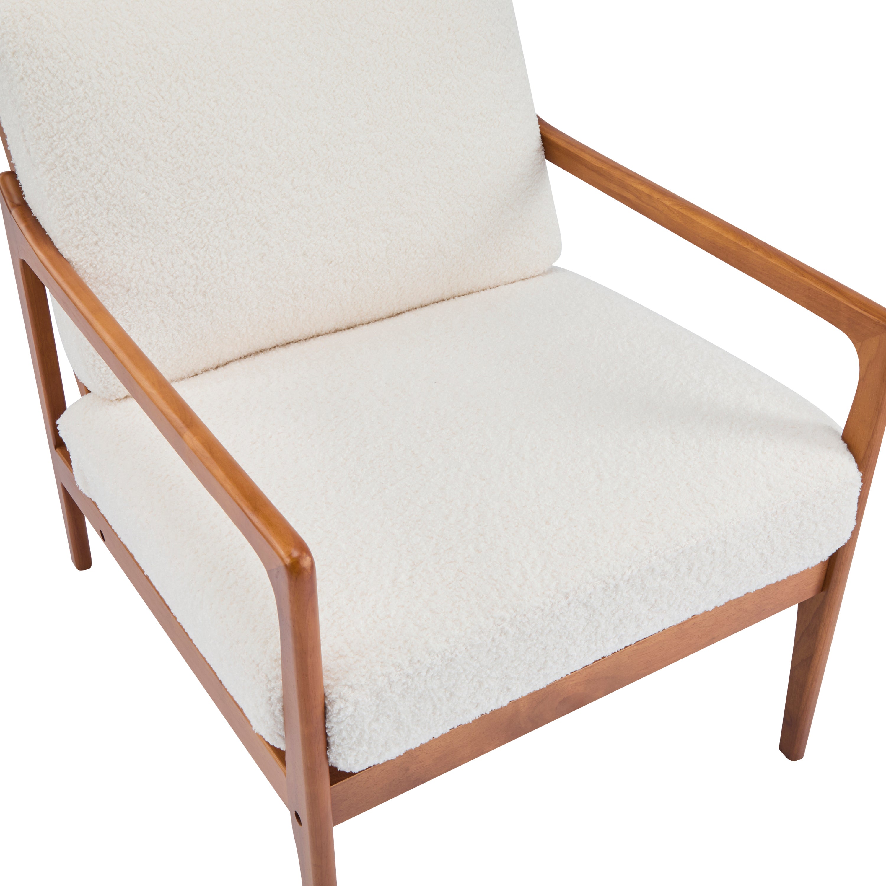 Birchmere Mid Century Modern Accent Armchair, Solid Wood Frame with High Back & Upholstered Cushions