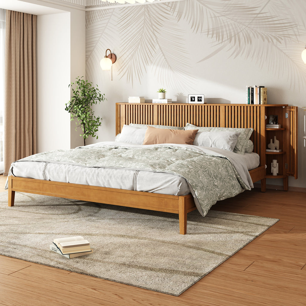 Slat Design Solid Wood Bed