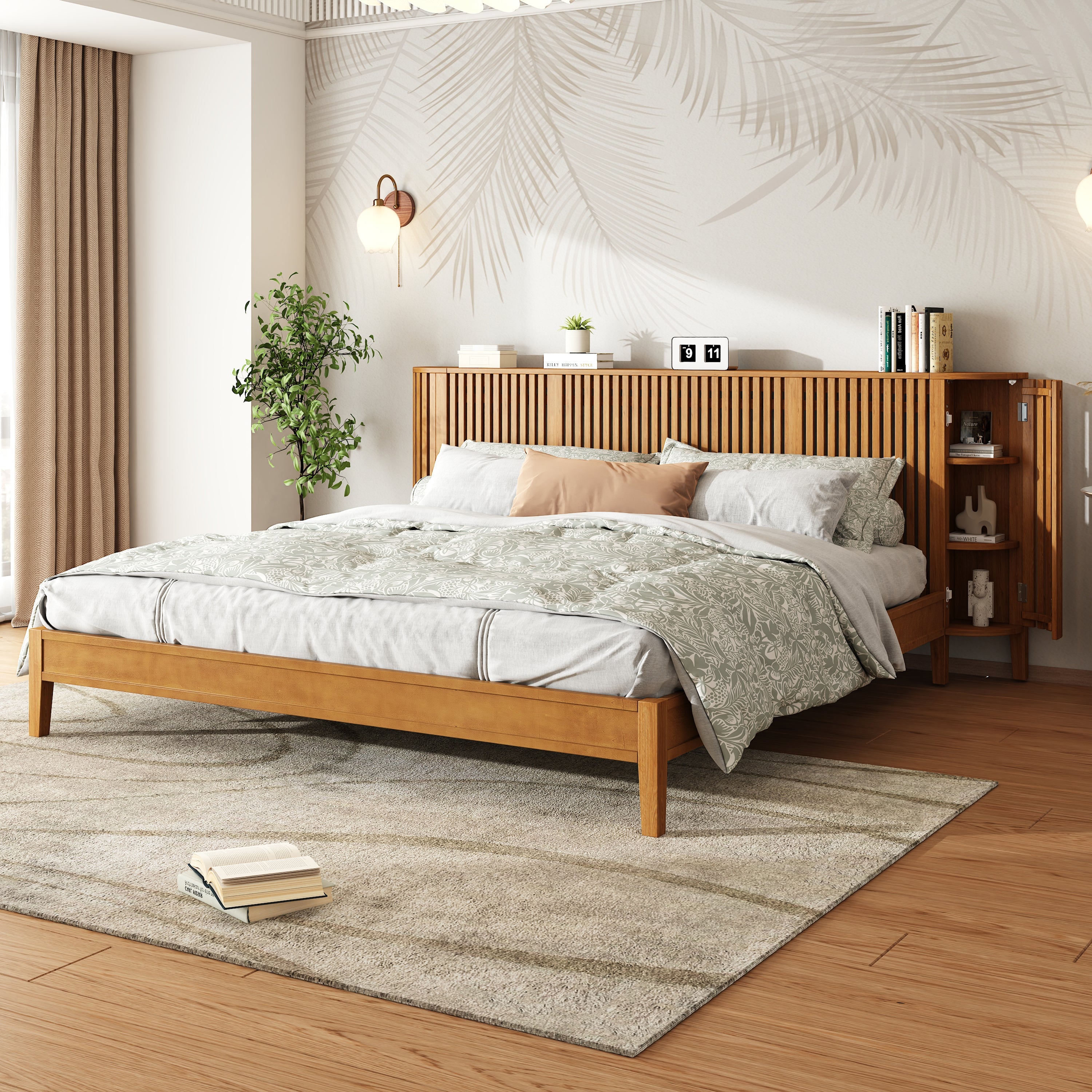 Slat Design Solid Wood Bed