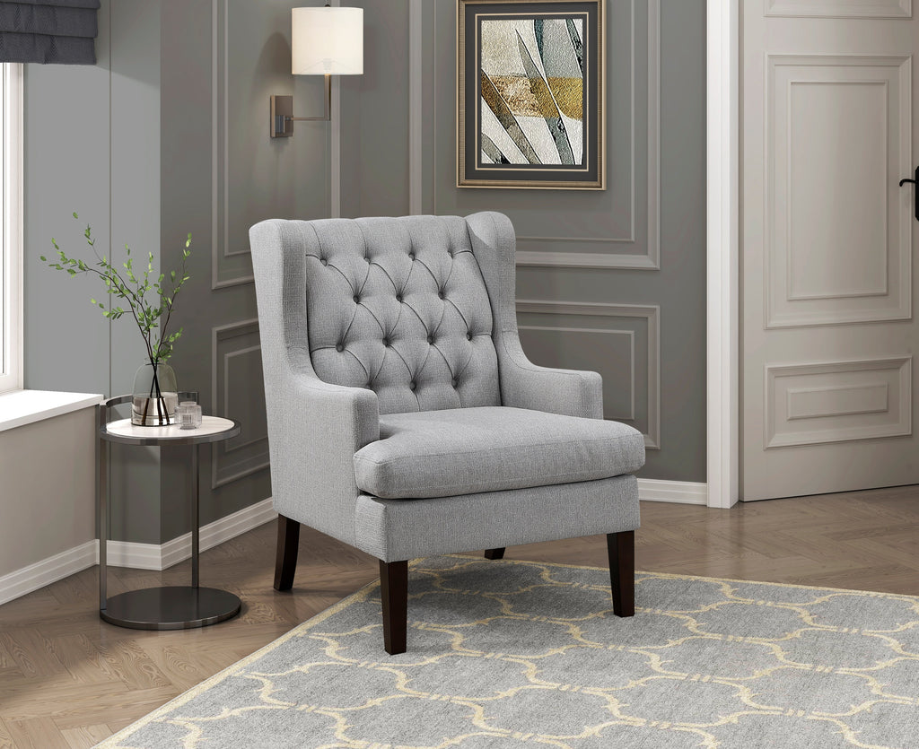 Button-Tufted Upholstered High Back Accent Chair