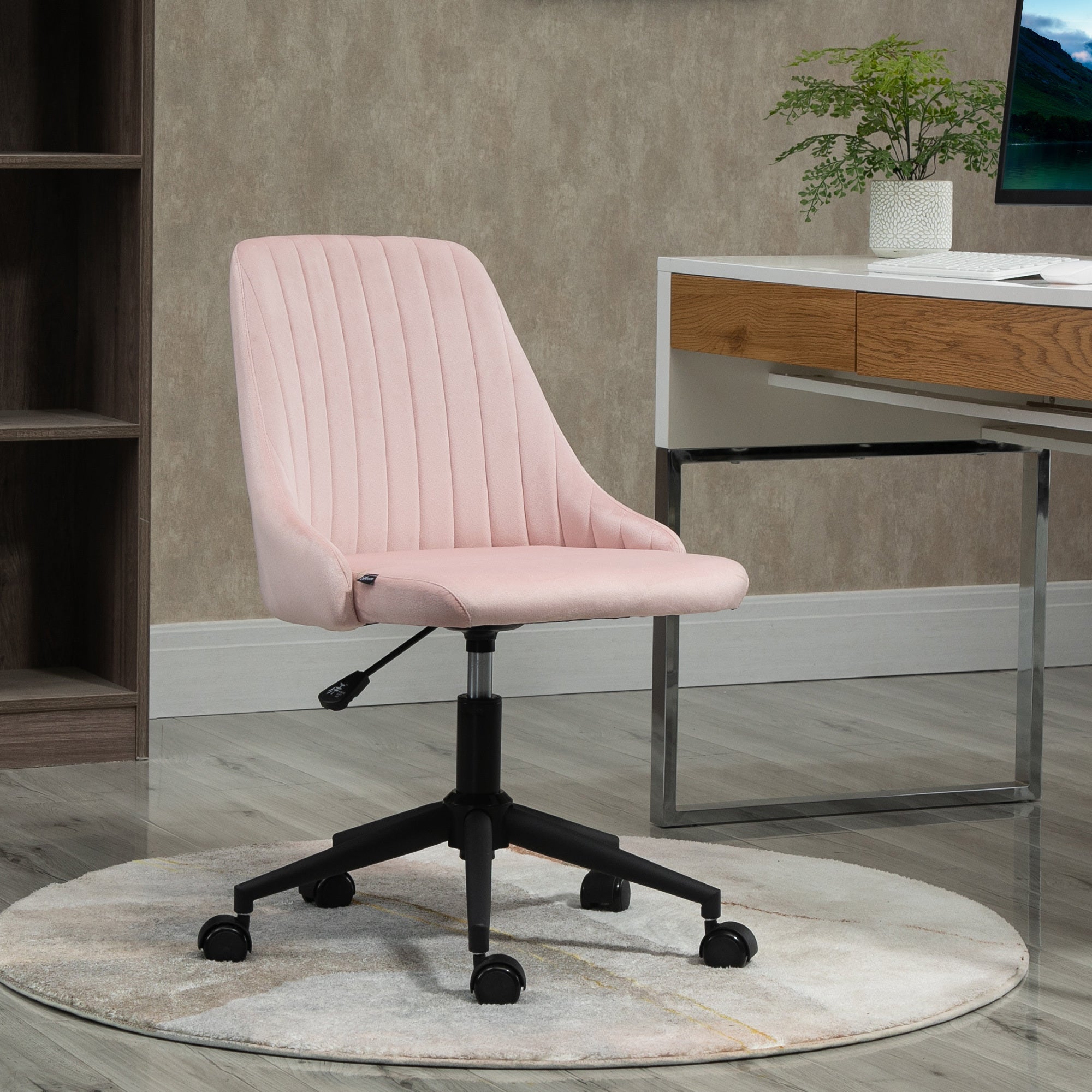 Scalloped Velvet Swivel Desk Chair