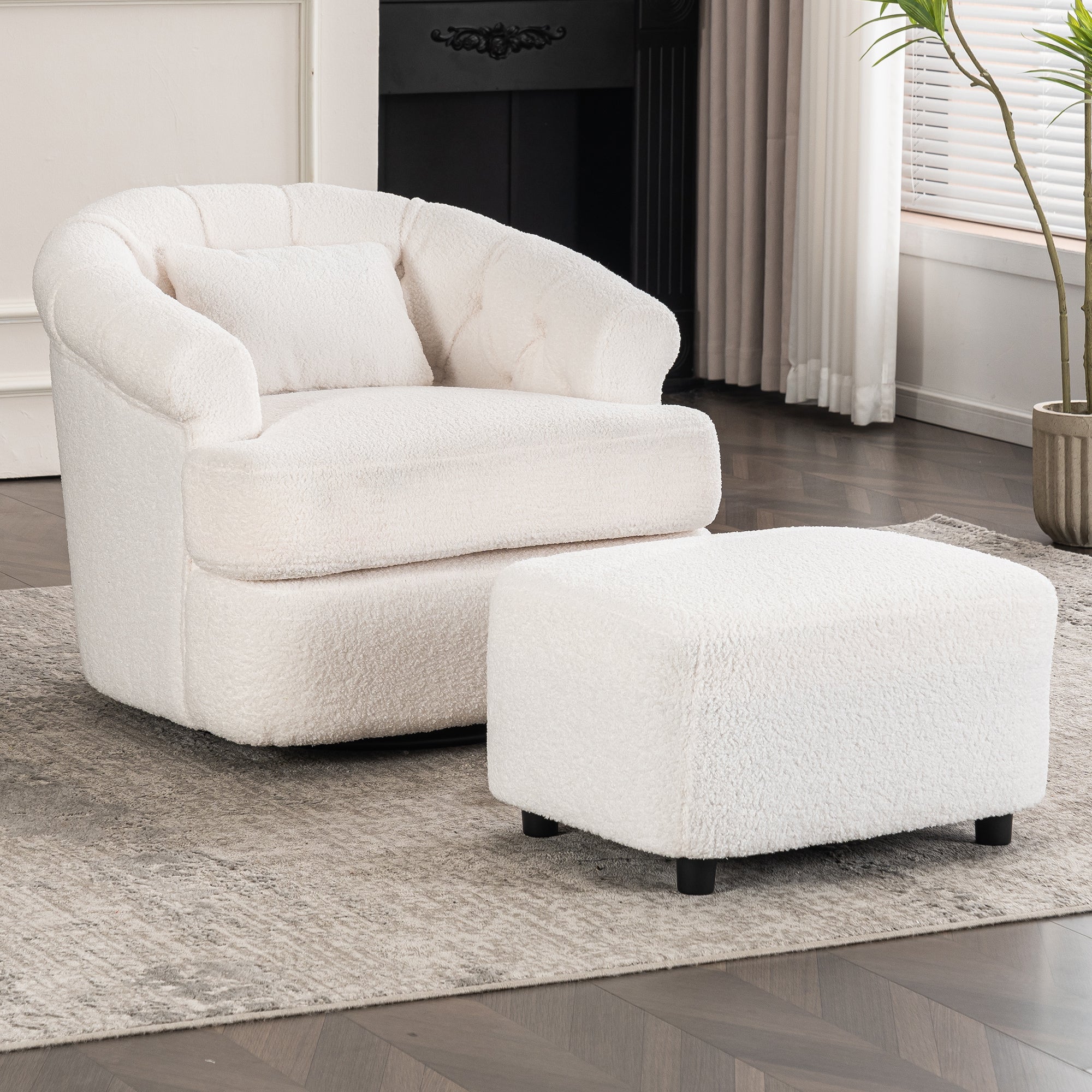 Swivel Barrel Chair with Ottoman