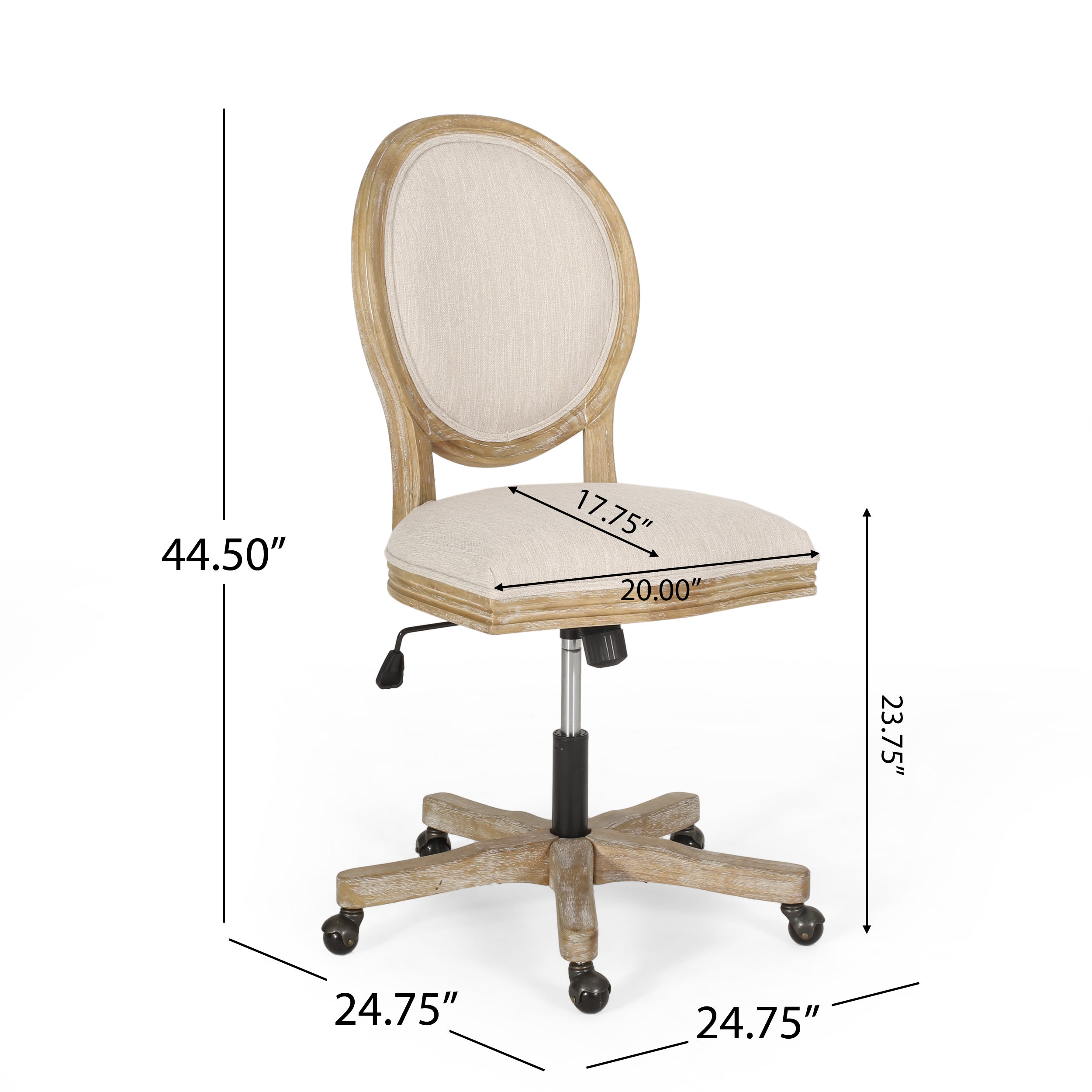 French Country Oval Back Swivel & Lift Office Chair