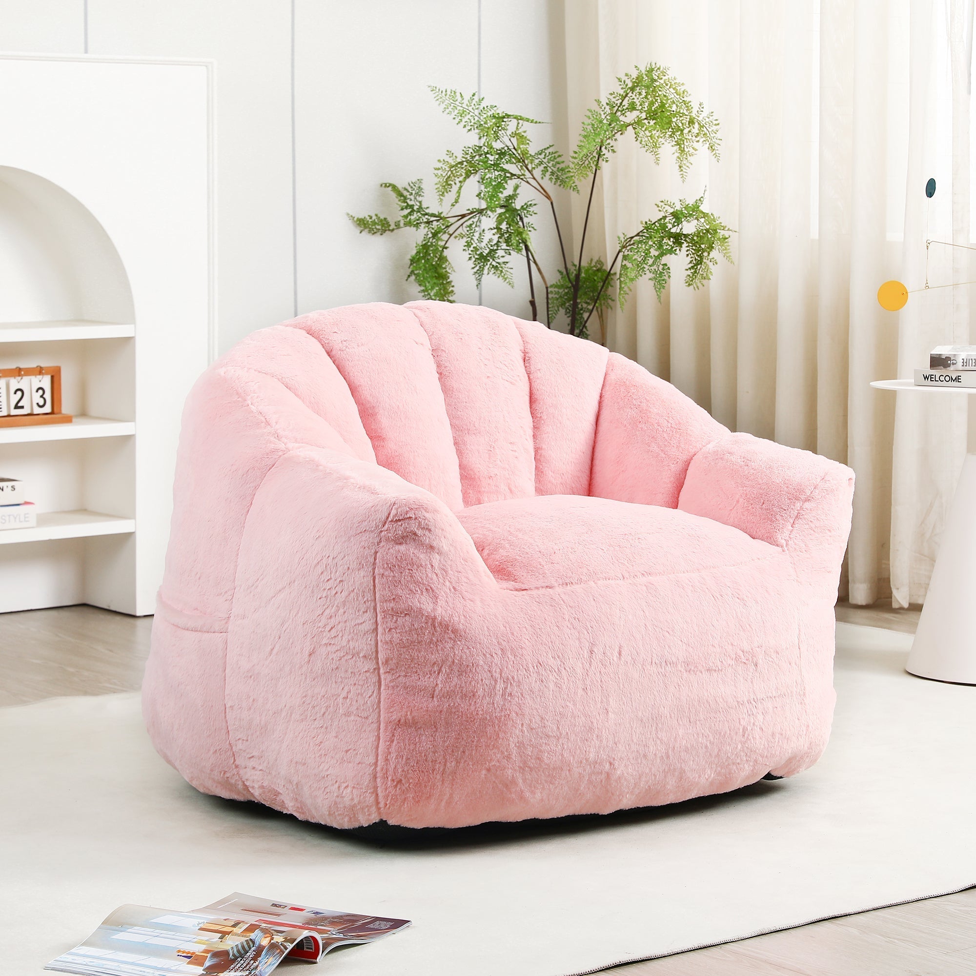 Beanbag Sofa Chair with Armrests Stuffed with High-Density Foam