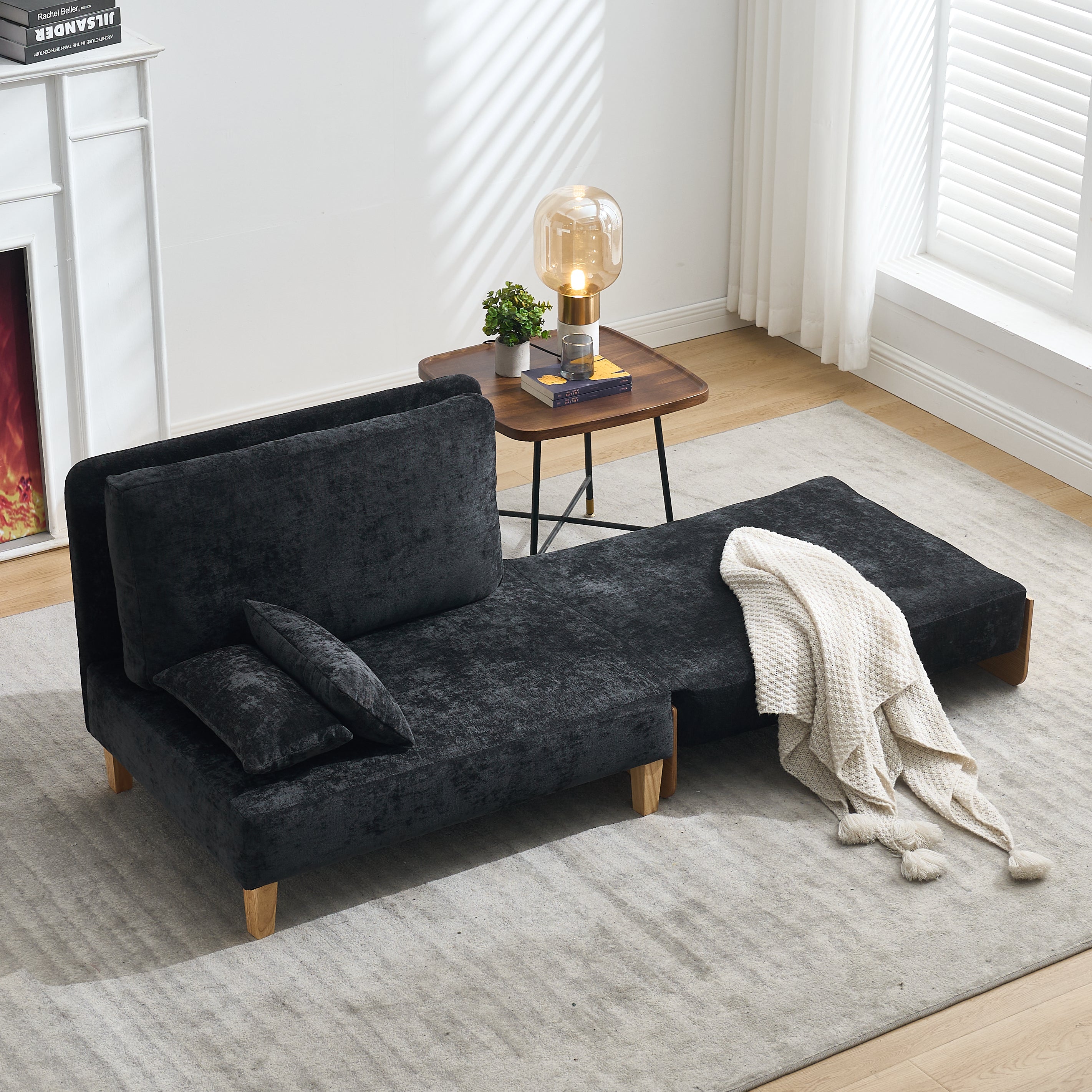 Mid-Century Modern Chenille Foldable Sofa Bed Recliner