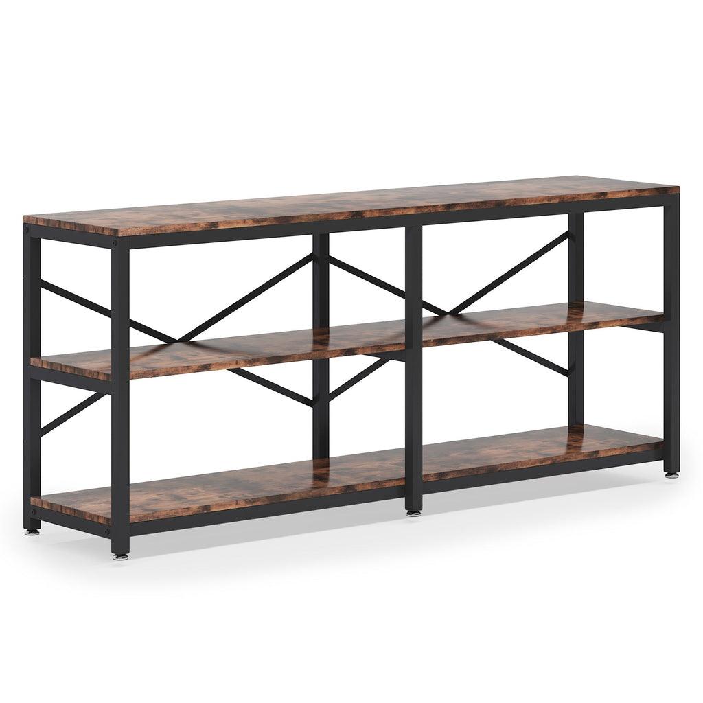 Runford Modern Entryway Table with Metal Frame & X-Back Design