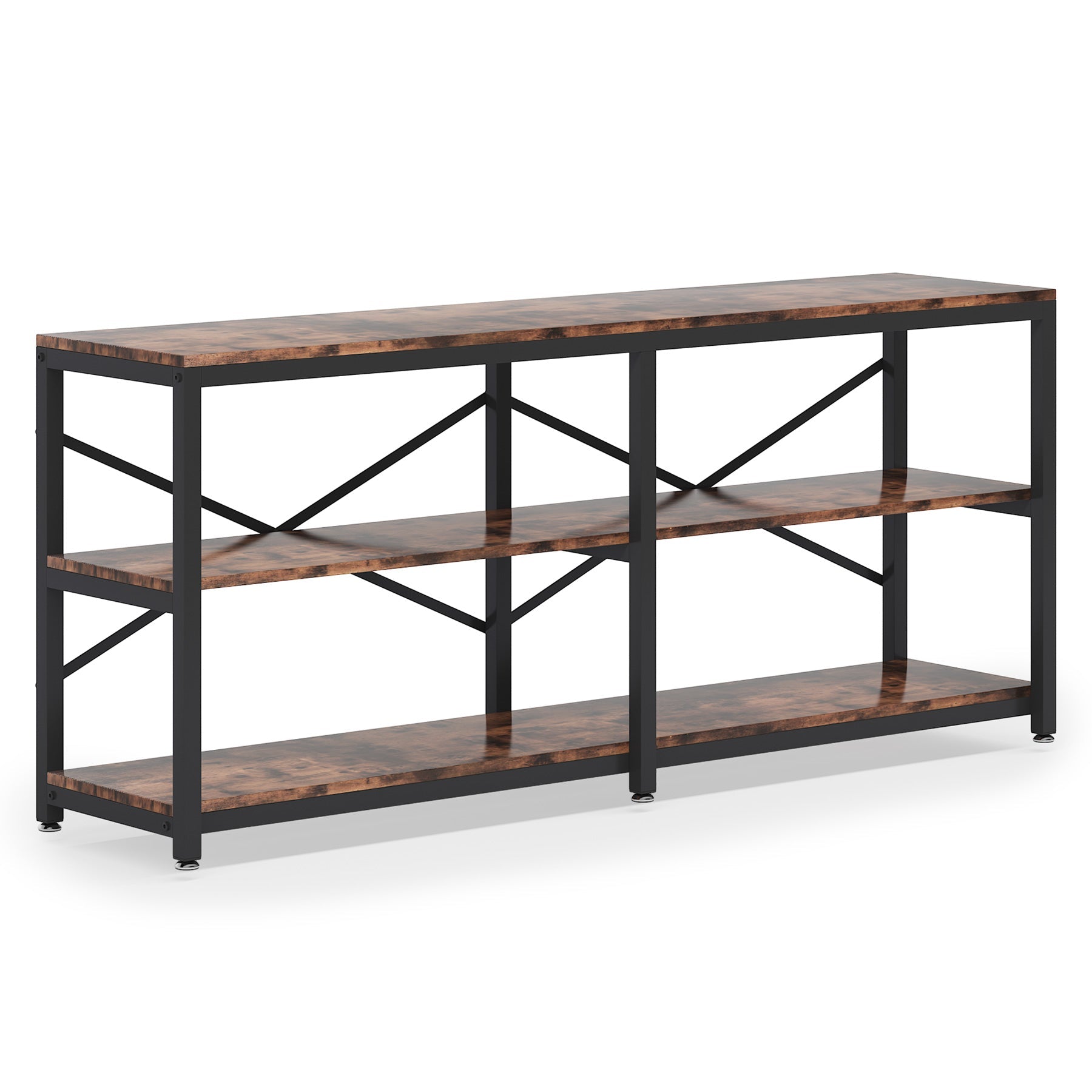 Runford Modern Entryway Table with Metal Frame & X-Back Design