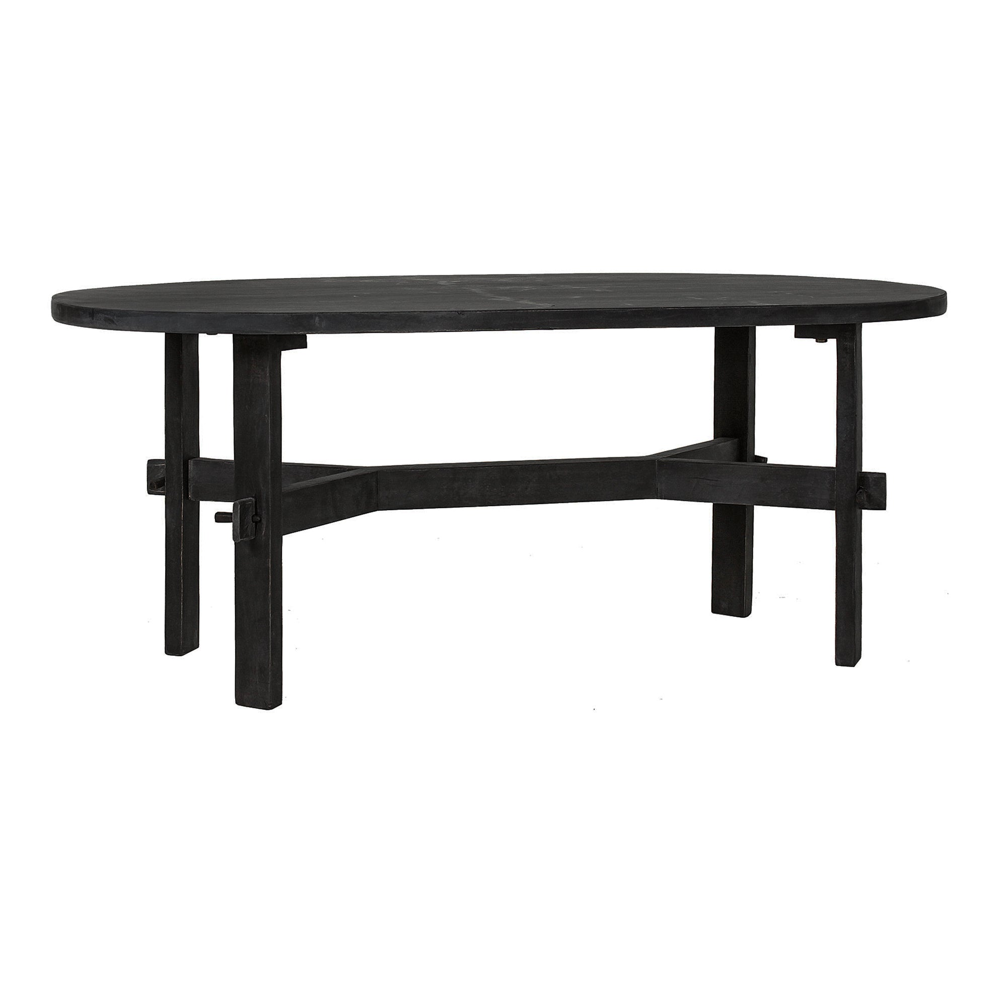 Asher Solid Wood Rustic Oval Coffee Table