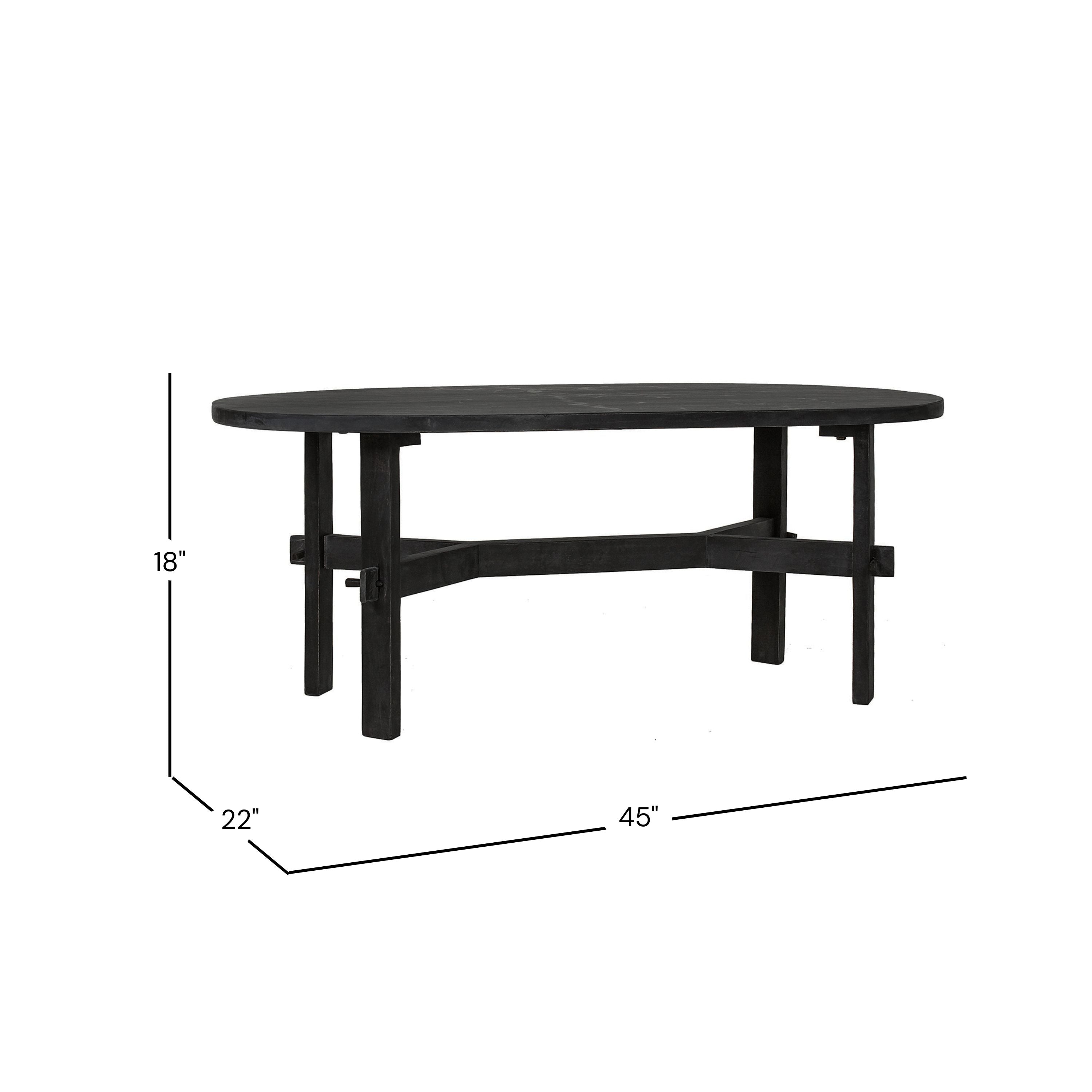 Asher Solid Wood Rustic Oval Coffee Table