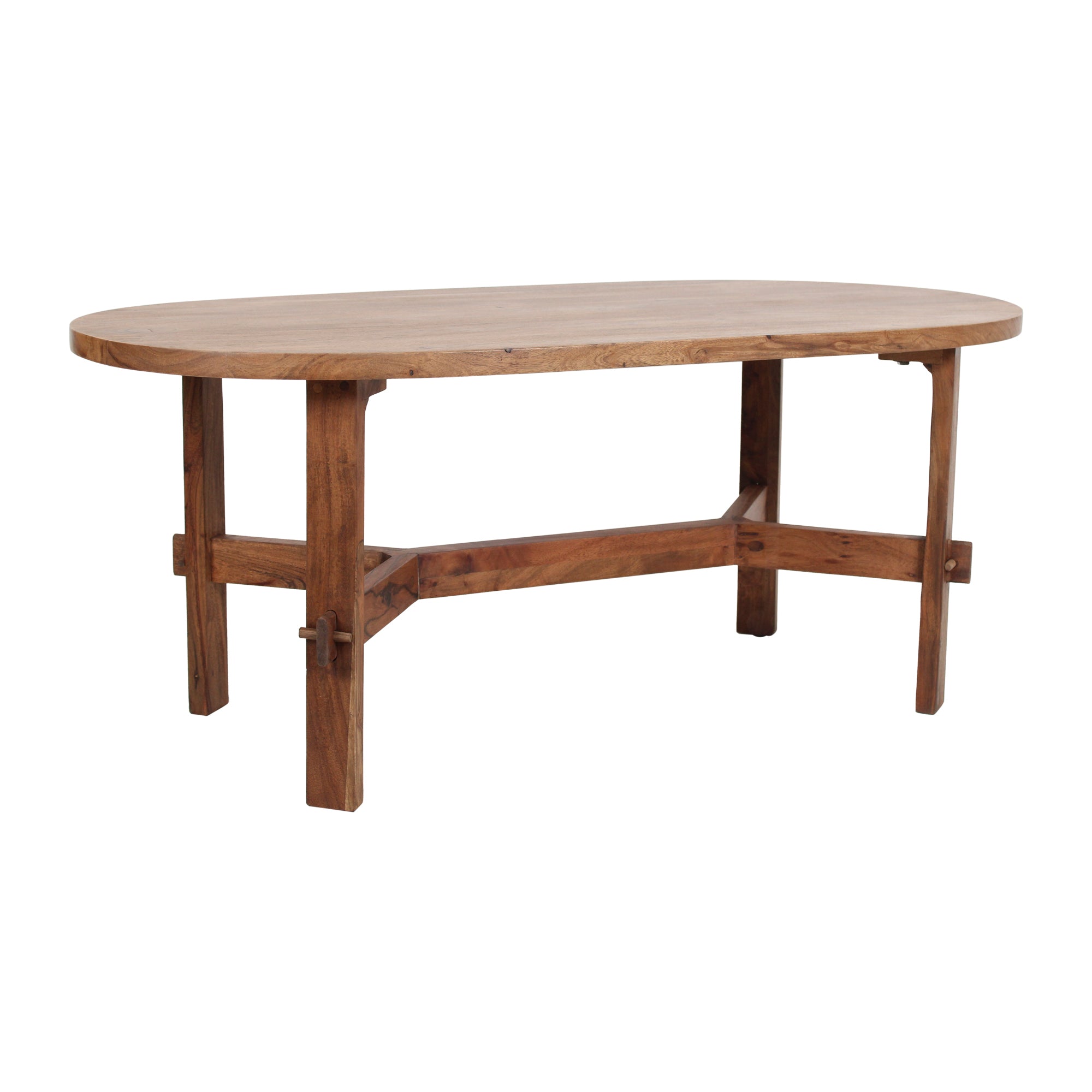 Asher Solid Wood Rustic Oval Coffee Table