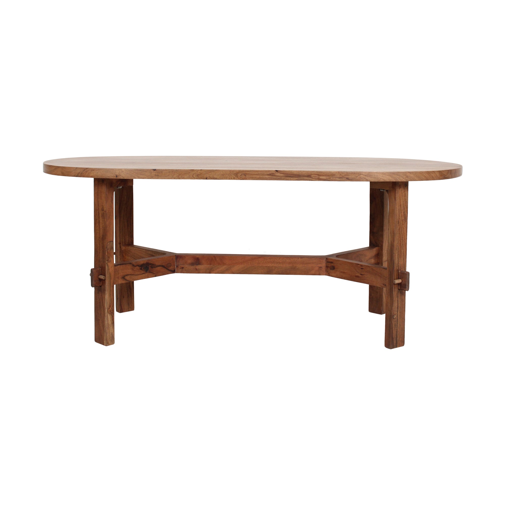 Asher Solid Wood Rustic Oval Coffee Table