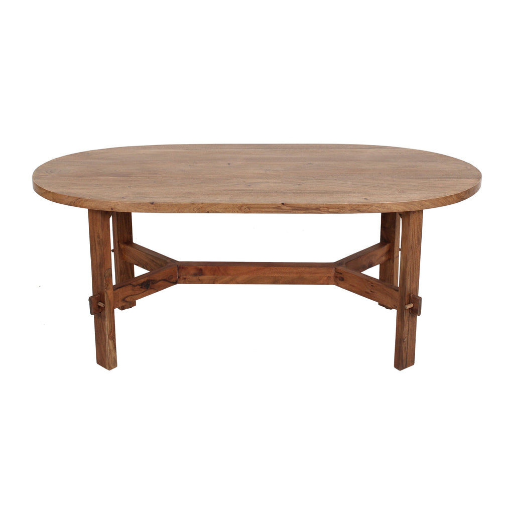 Asher Solid Wood Rustic Oval Coffee Table