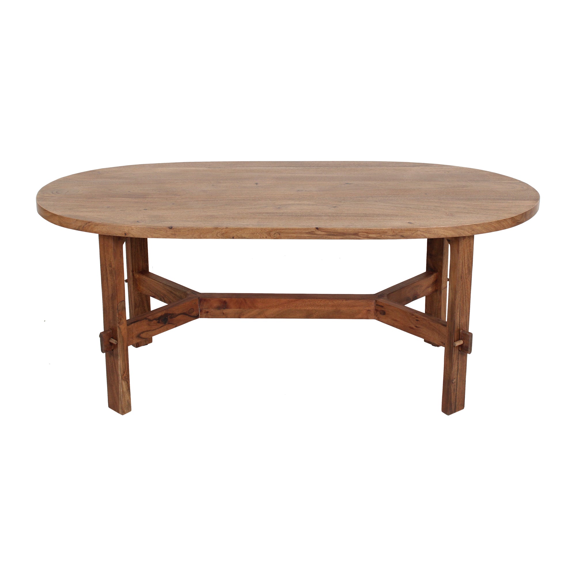 Asher Solid Wood Rustic Oval Coffee Table