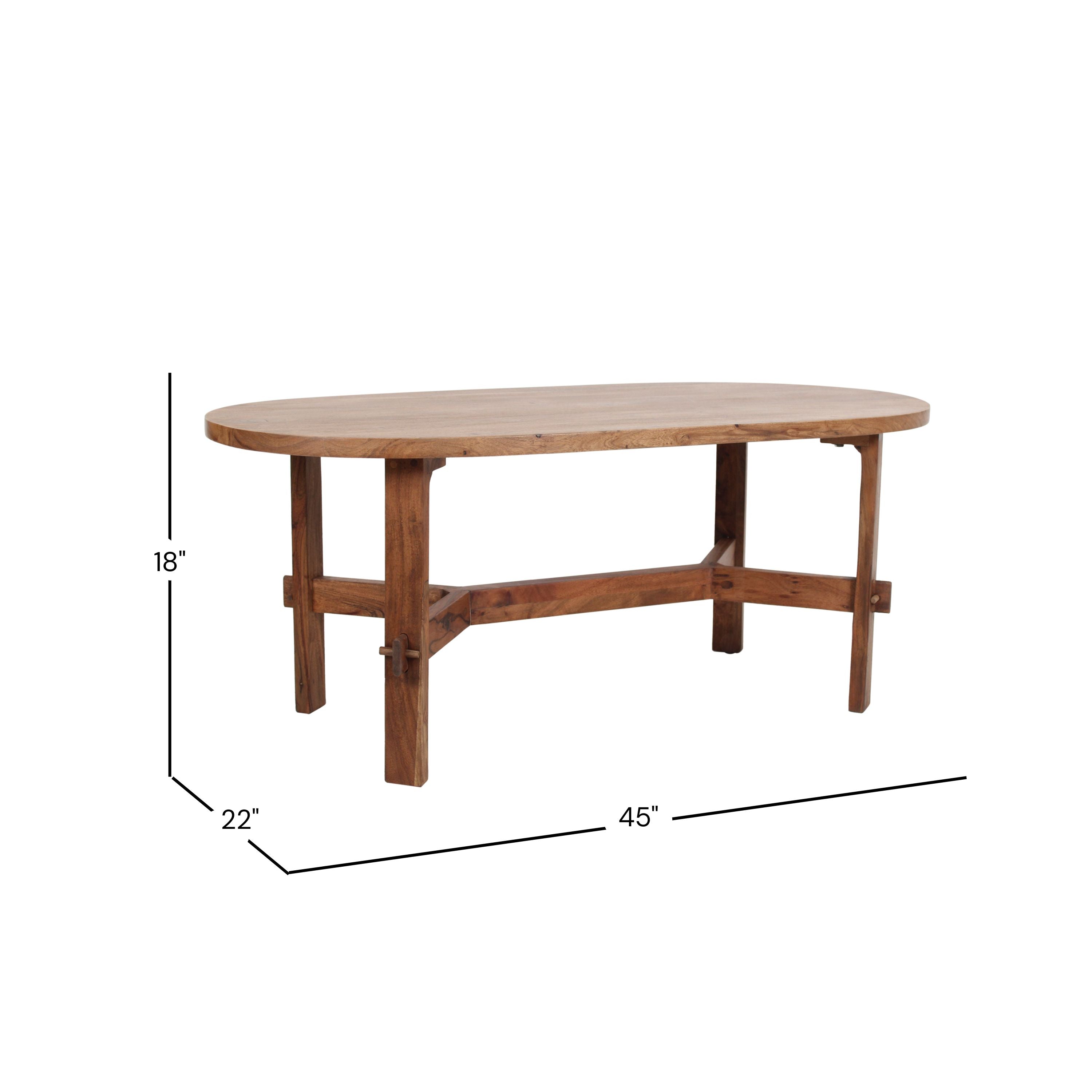 Asher Solid Wood Rustic Oval Coffee Table