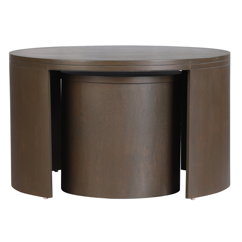 Cyrus Round Storage Coffee Table and Nesting Stool