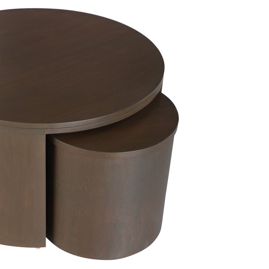 Cyrus Round Storage Coffee Table and Nesting Stool