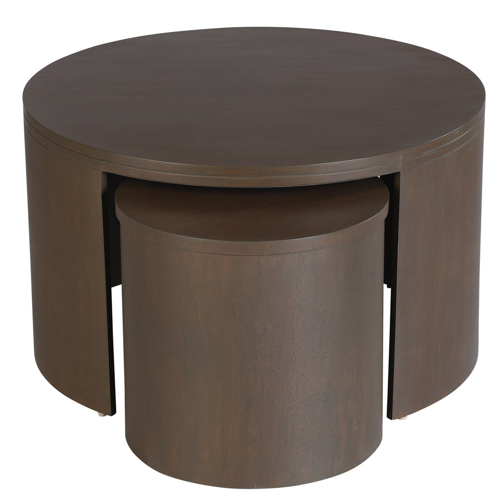 Cyrus Round Storage Coffee Table and Nesting Stool