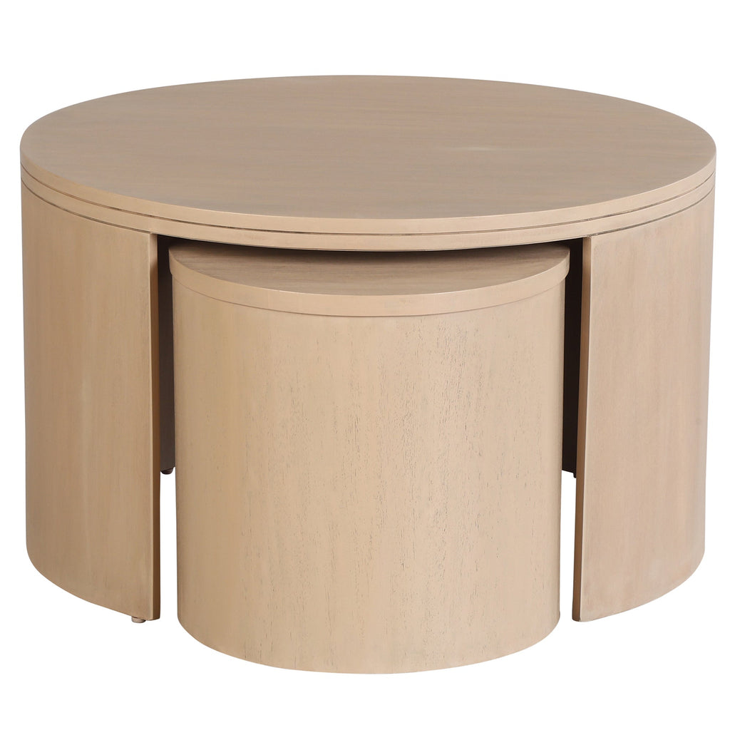 Cyrus Round Storage Coffee Table and Nesting Stool