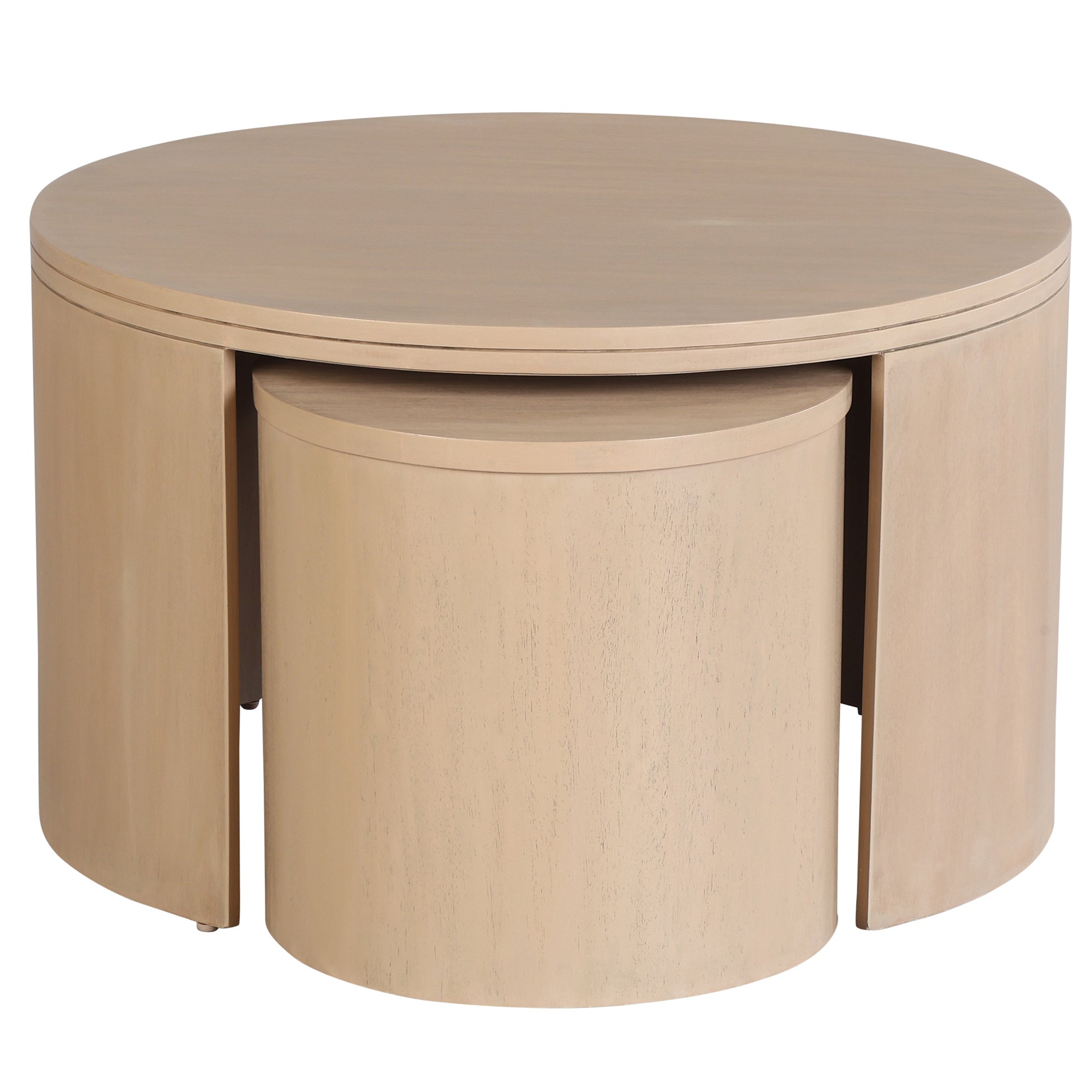 Cyrus Round Storage Coffee Table and Nesting Stool