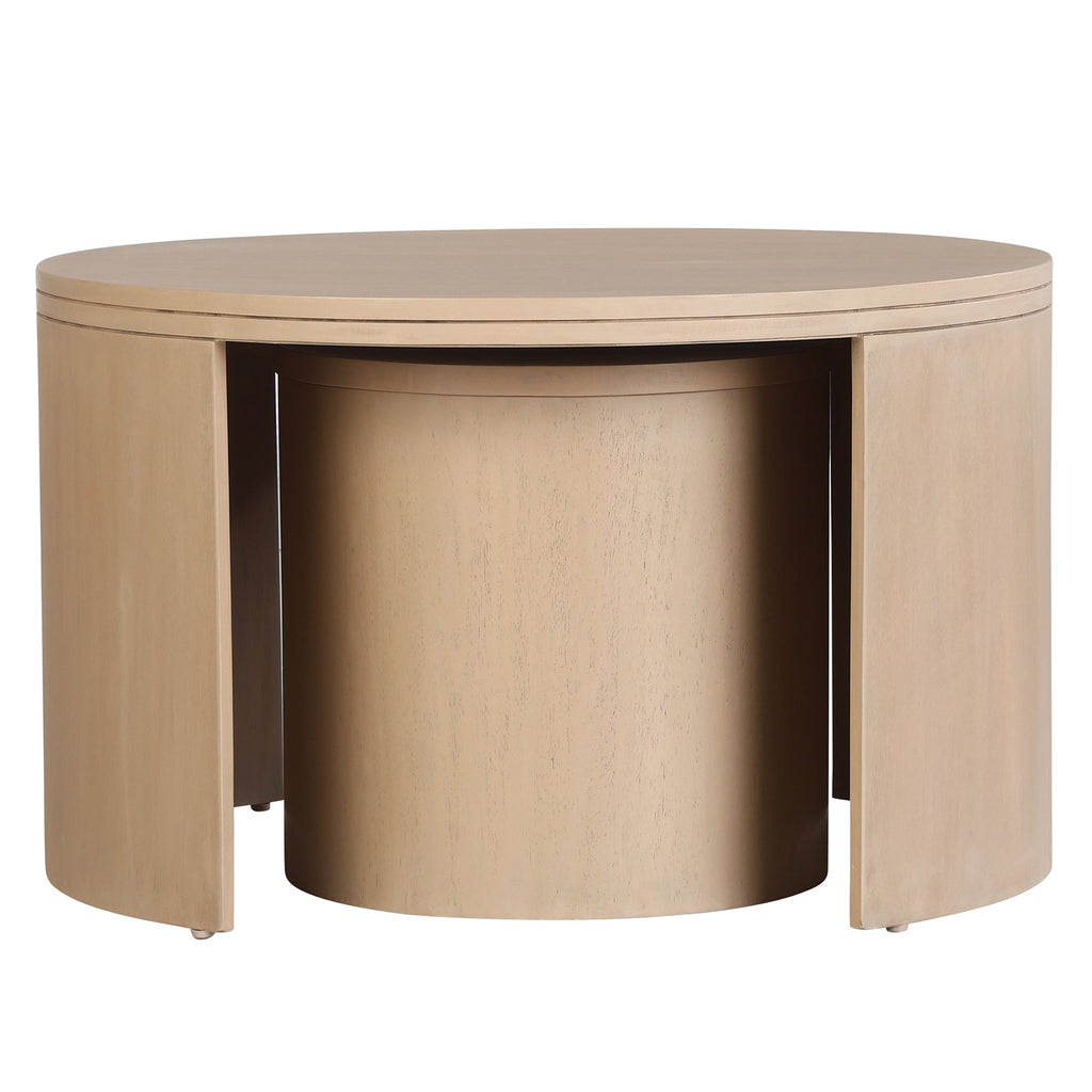Cyrus Round Storage Coffee Table and Nesting Stool