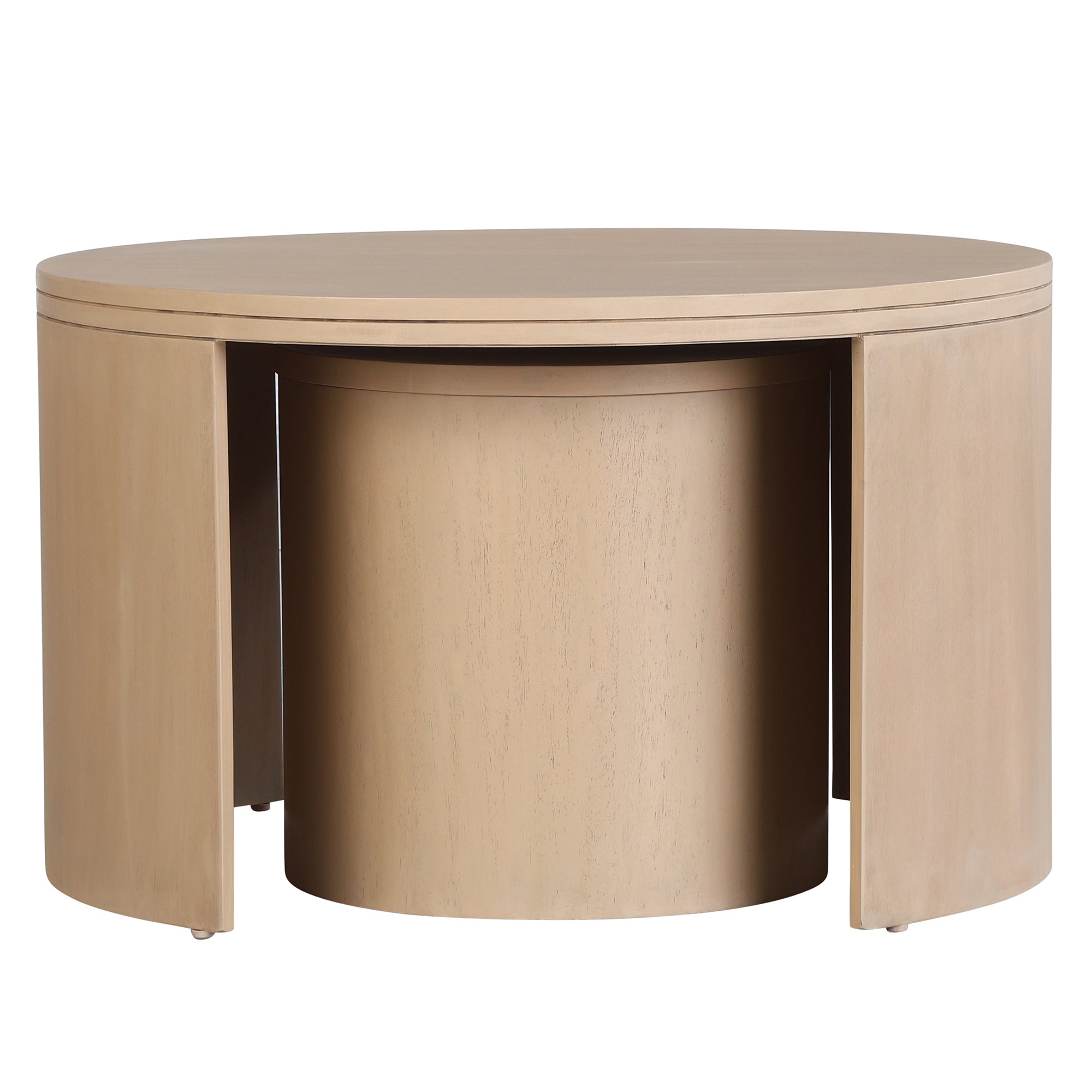 Cyrus Round Storage Coffee Table and Nesting Stool