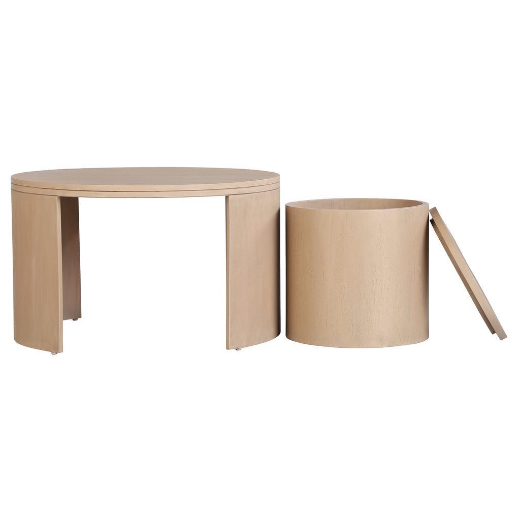 Cyrus Round Storage Coffee Table and Nesting Stool