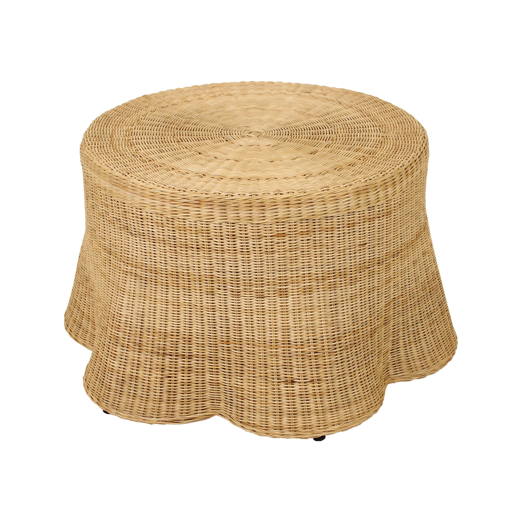 Mira Rattan Coffee Table With Scalloped Base