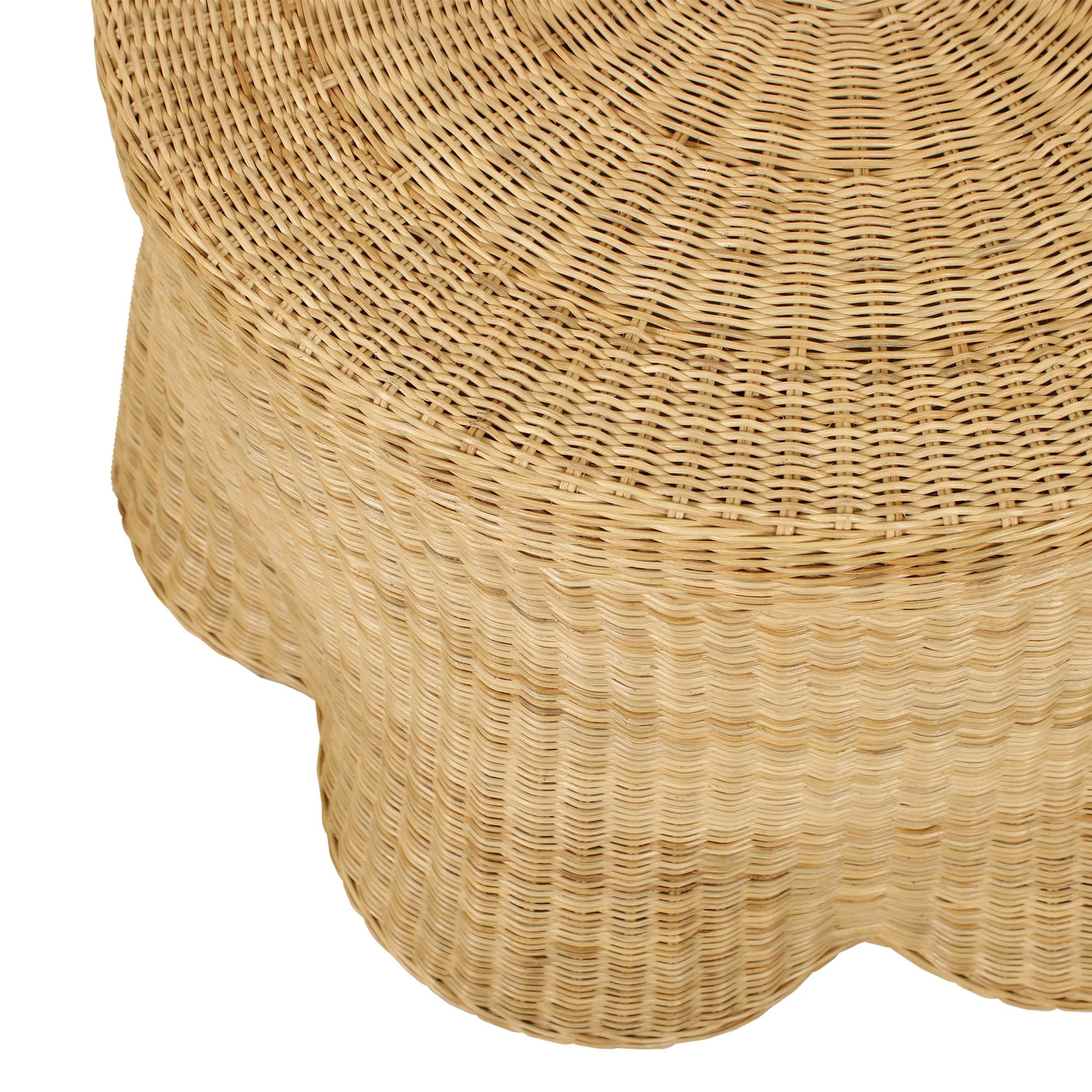 Mira Rattan Coffee Table With Scalloped Base